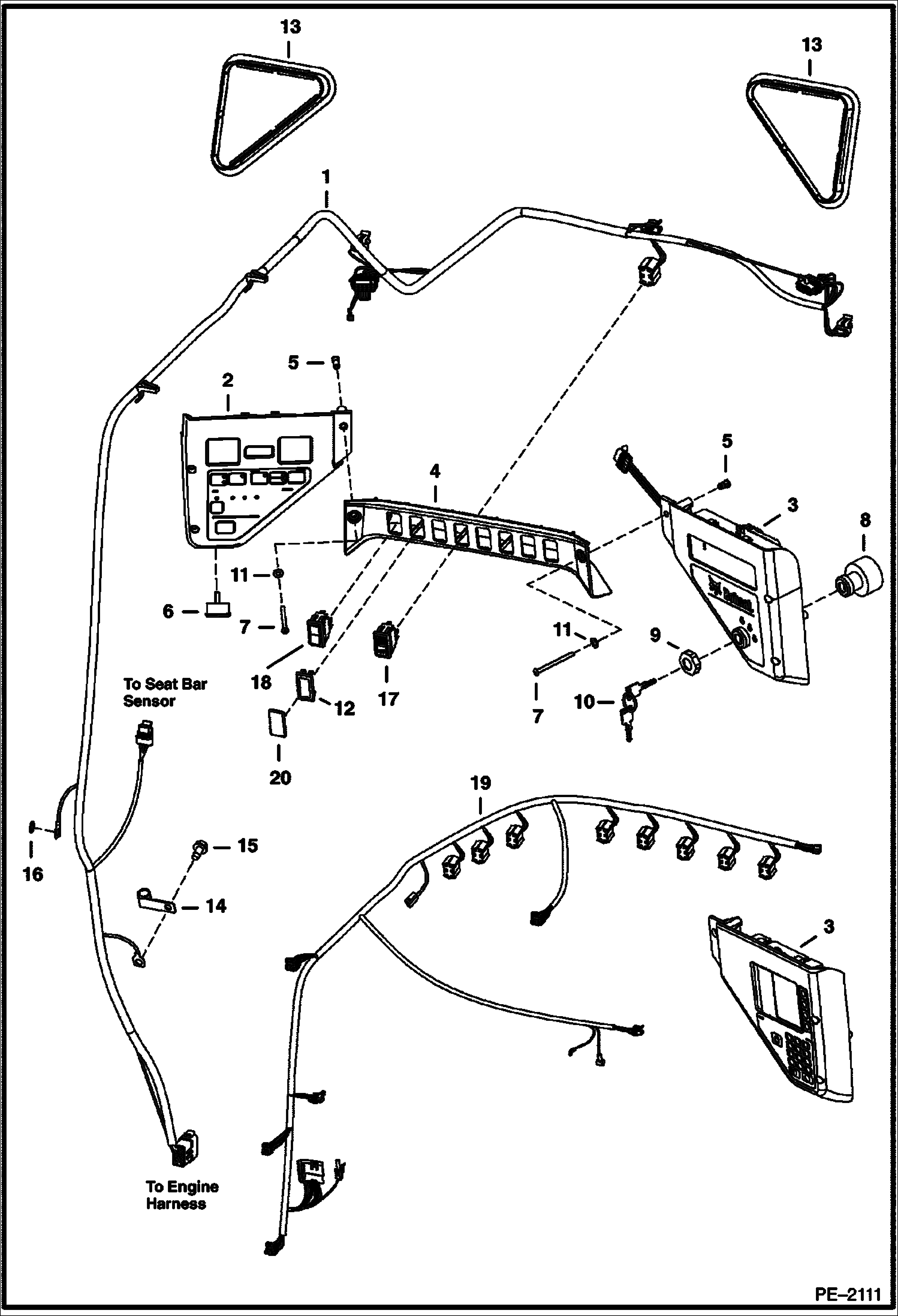 Схема запчастей Bobcat S-Series - CAB ELECTRICAL CIRCUITRY ELECTRICAL SYSTEM