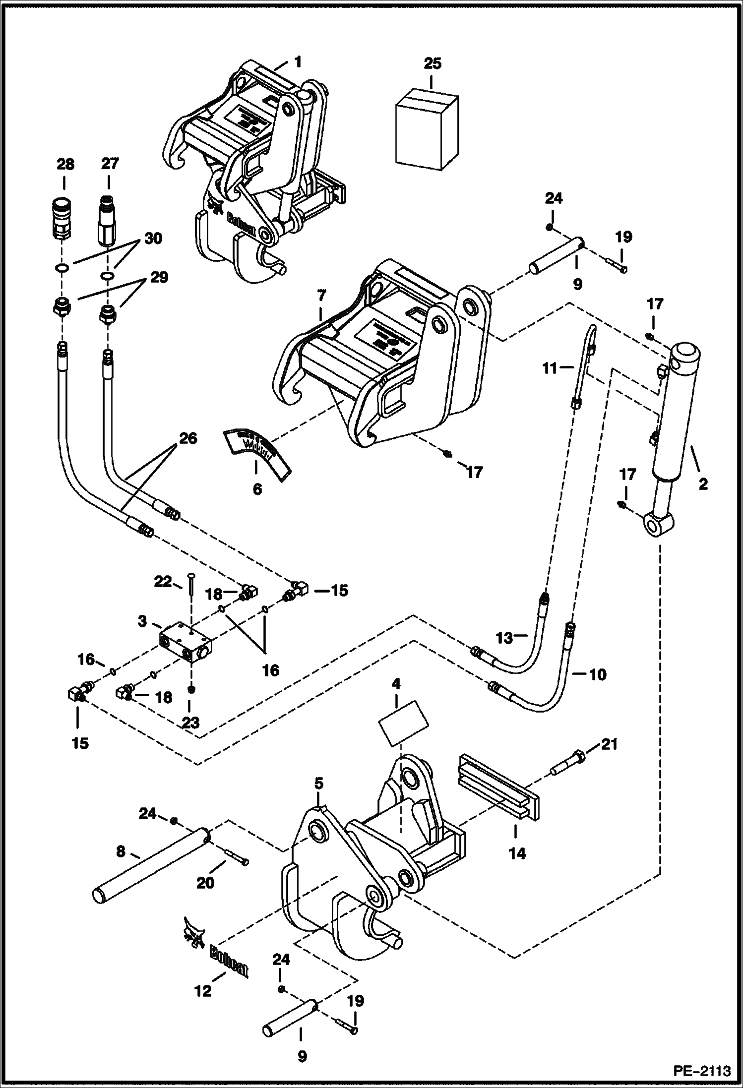 Схема запчастей Bobcat HYDRA-TILT - HYDRA-TILT (325,328,329,331,334,337,341) (8578) Экскаваторы