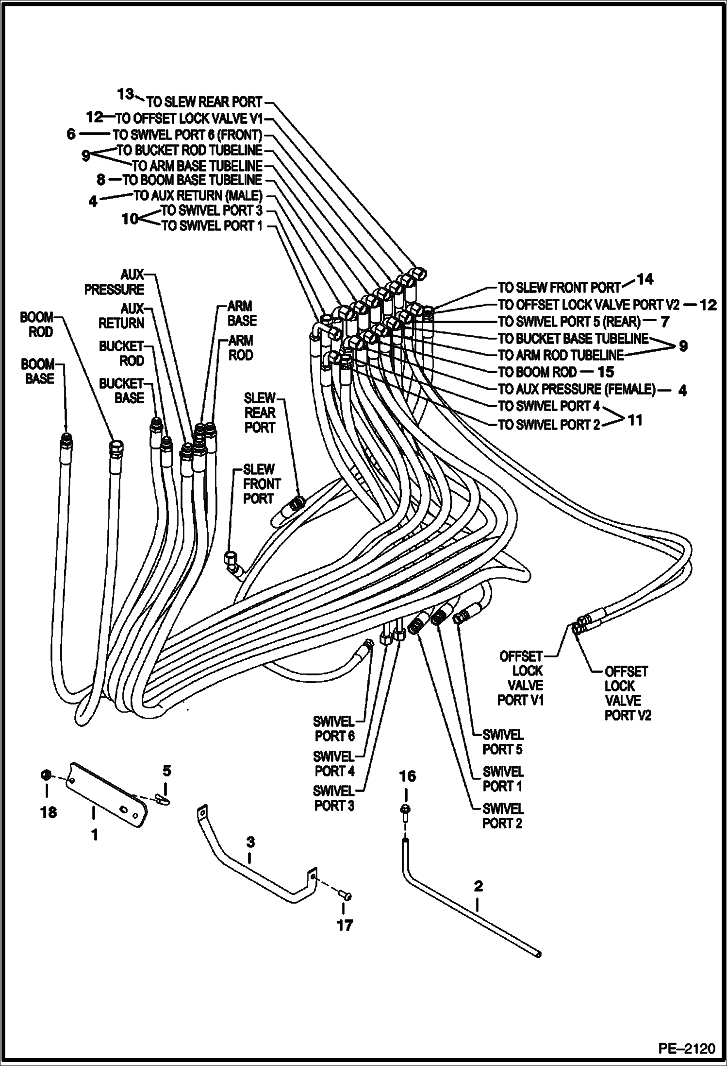 Схема запчастей Bobcat 337 - HYDRAULIC CIRCUITRY (Function Hoses) (S/N 234611163 & Below, 234711197 & Below) HYDRAULIC SYSTEM