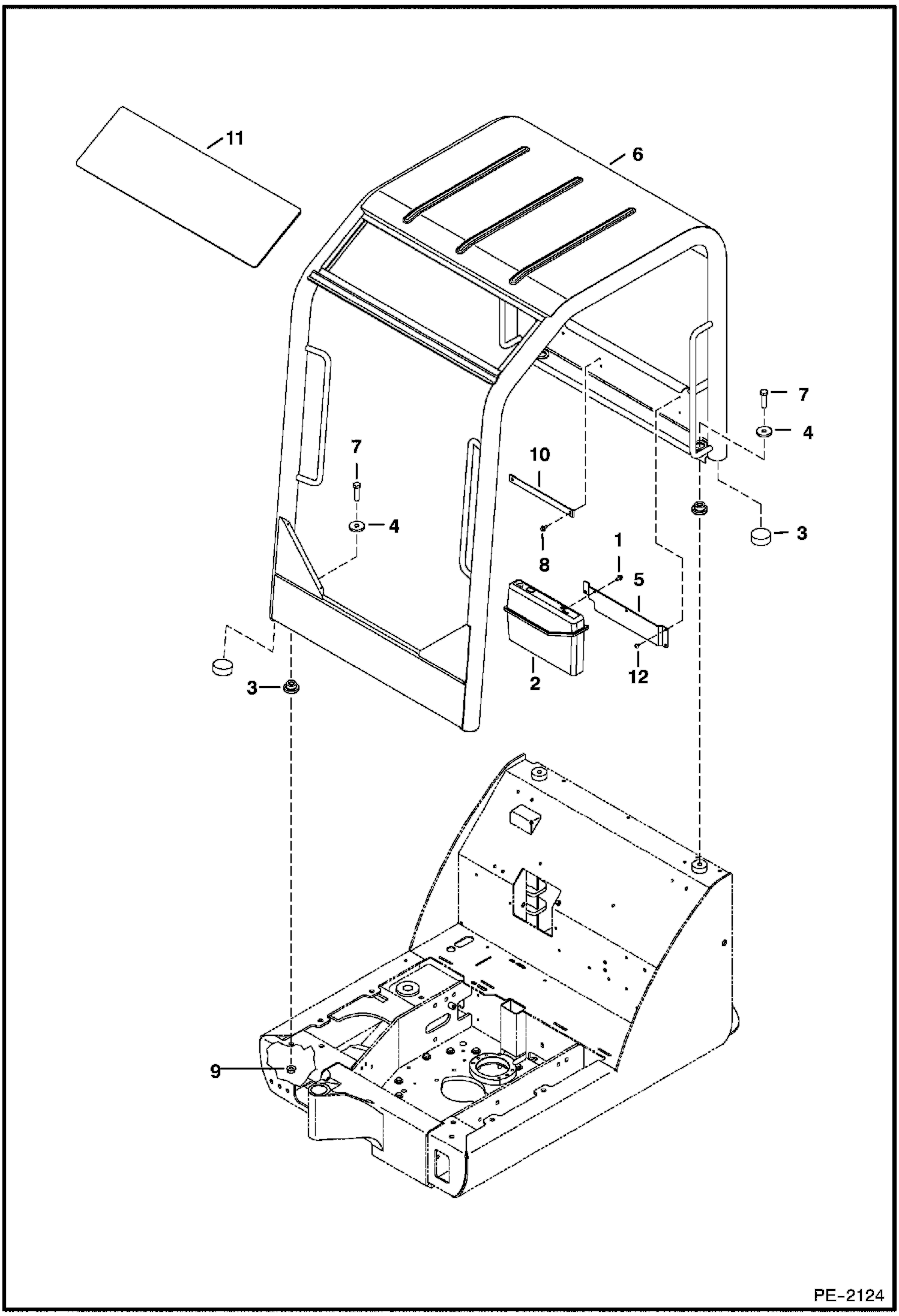 Схема запчастей Bobcat 320 - OPERATOR CANOPY (S/N 223813211 & Above, 223516769 & Above, 223911001 & Above, 224011001 & Above) MAIN FRAME