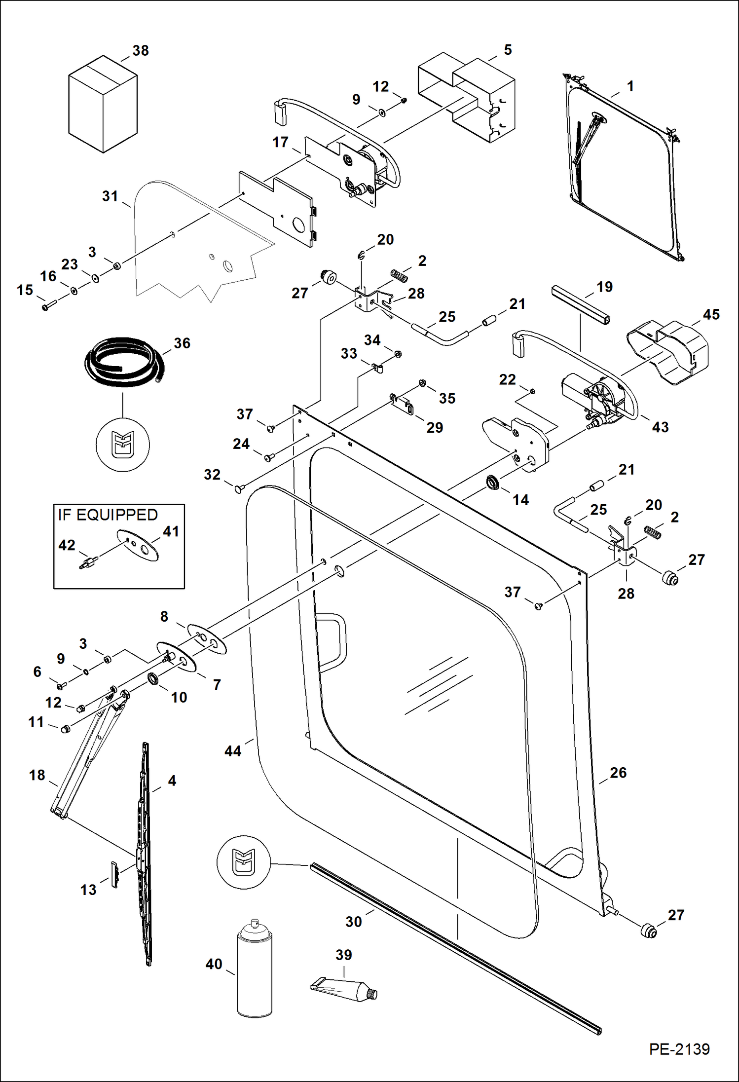 Схема запчастей Bobcat 320 - OPERATOR CAB (Front Window) (S/N 223911001 & Above, 224011001 & Above) MAIN FRAME