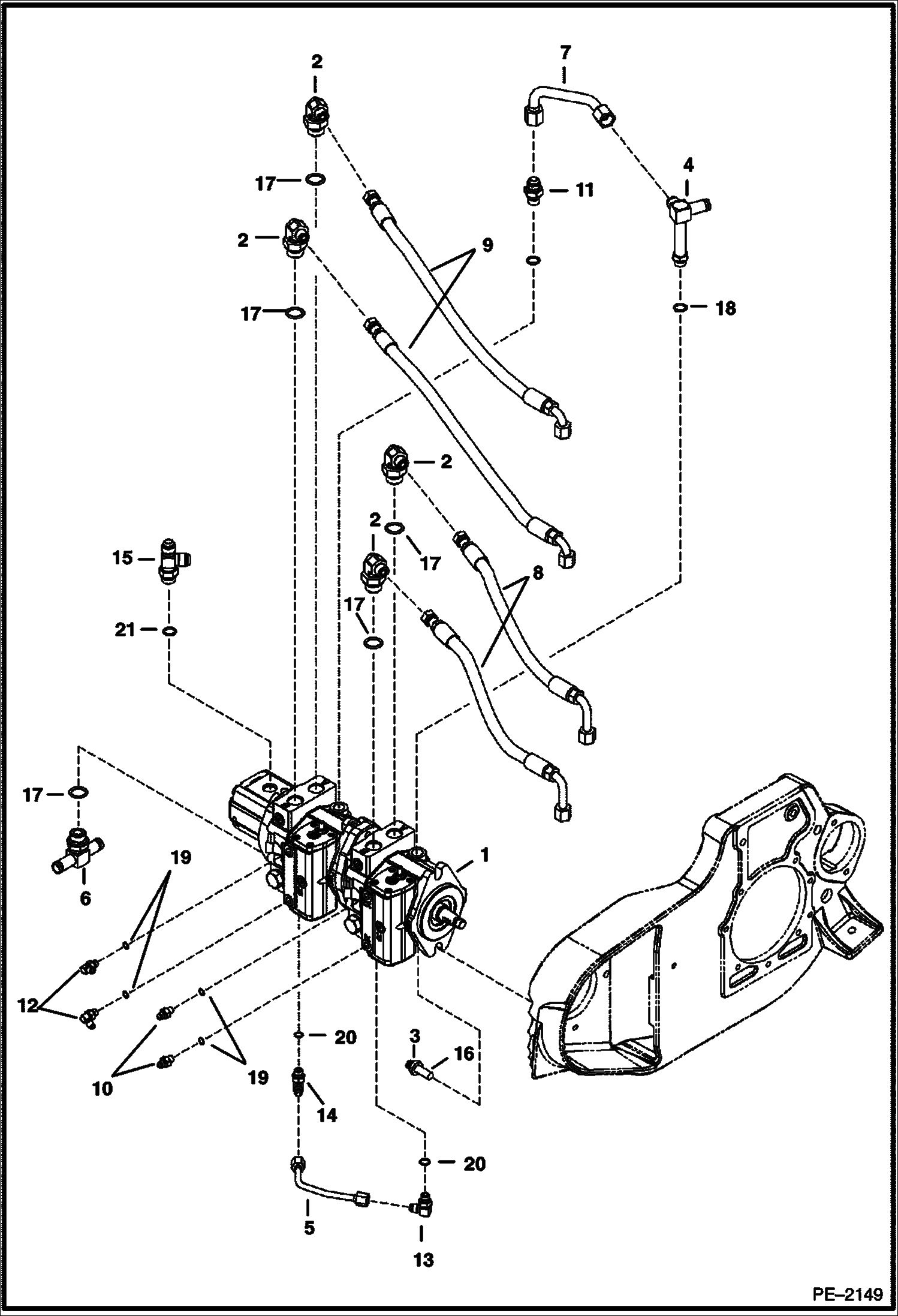 Схема запчастей Bobcat 435 - HYDROSTATIC CIRCUITRY (Hydrostatic Pump) HYDRAULIC/HYDROSTATIC SYSTEM