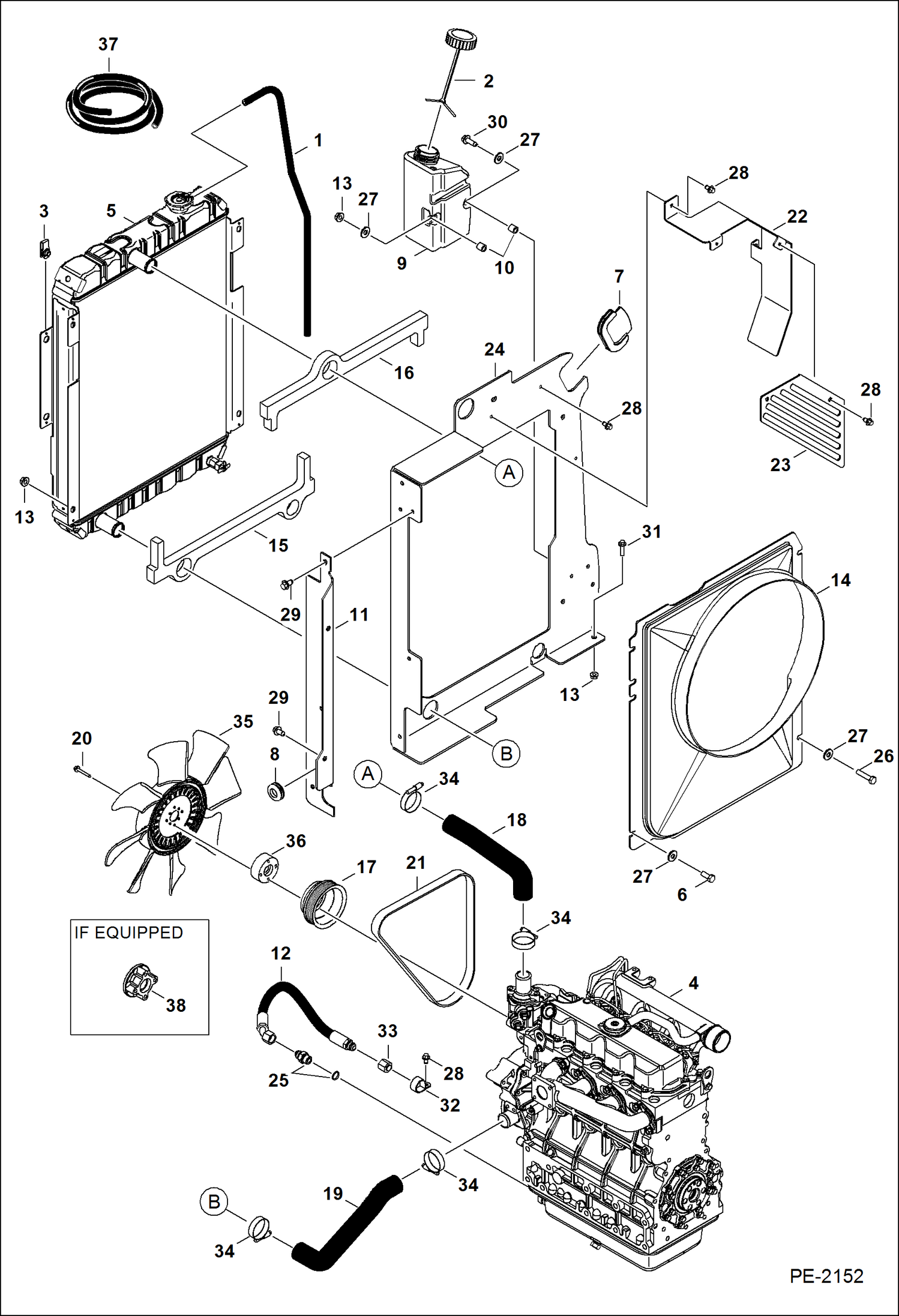 Схема запчастей Bobcat 331 - ENGINE & ATTACHING PARTS (Radiator Water Exchanger) POWER UNIT