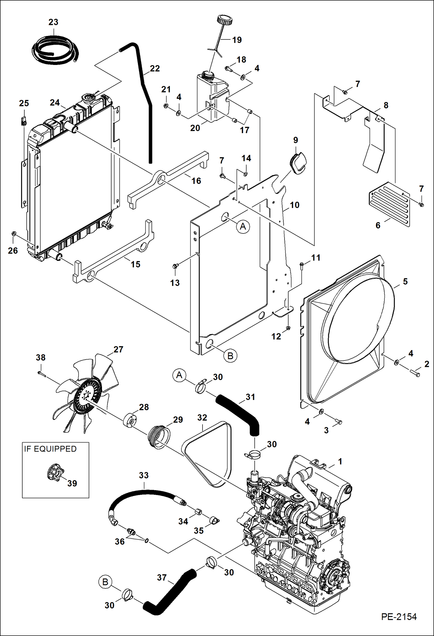 Схема запчастей Bobcat 337 - ENGINE & ATTACHING PARTS (Radiator Water Exchanger) POWER UNIT