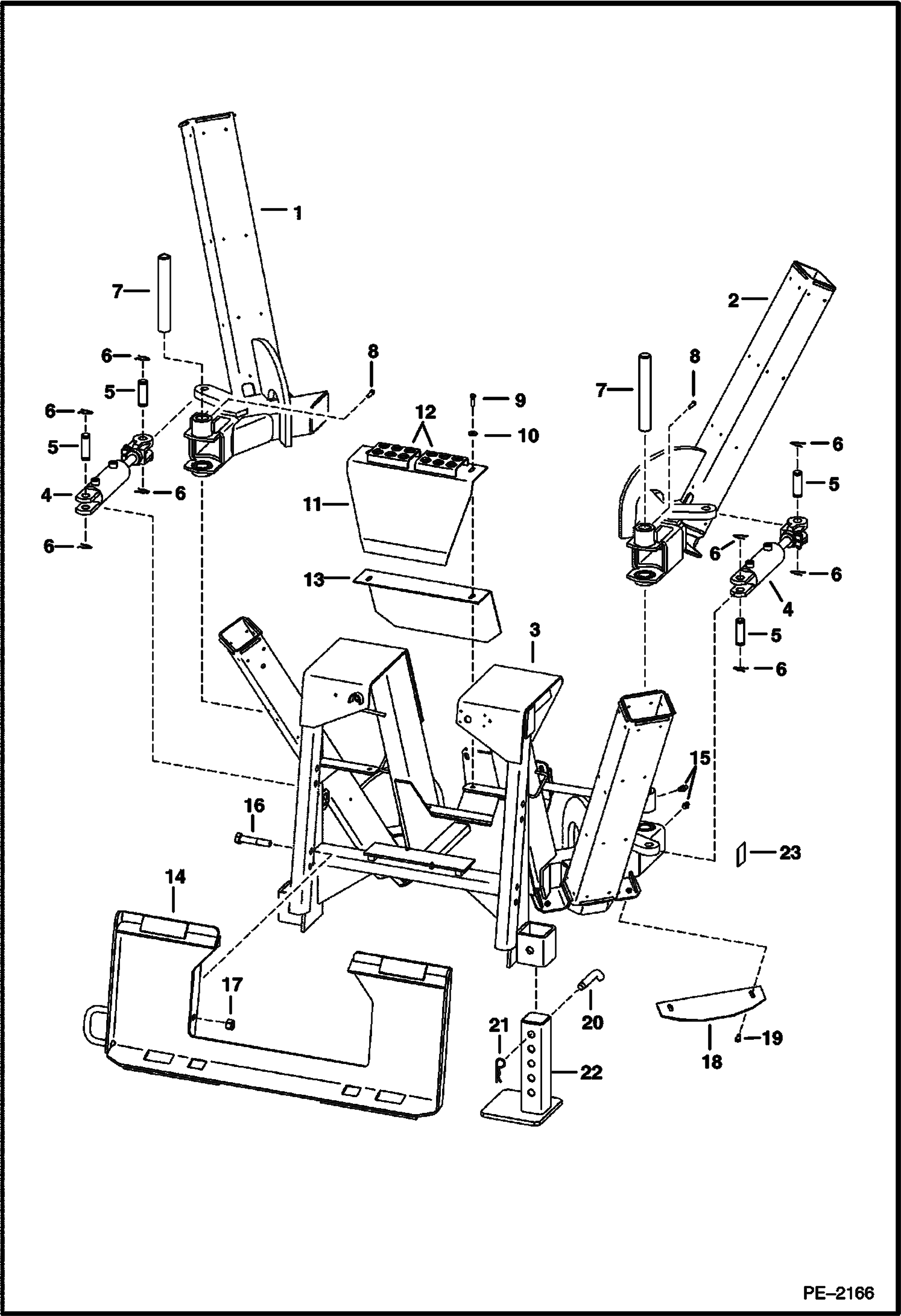 Схема запчастей Bobcat TREE SPADE - TREE SPADE (Main Frame) (4 Blade) (TS44C) (TS44M) Loader