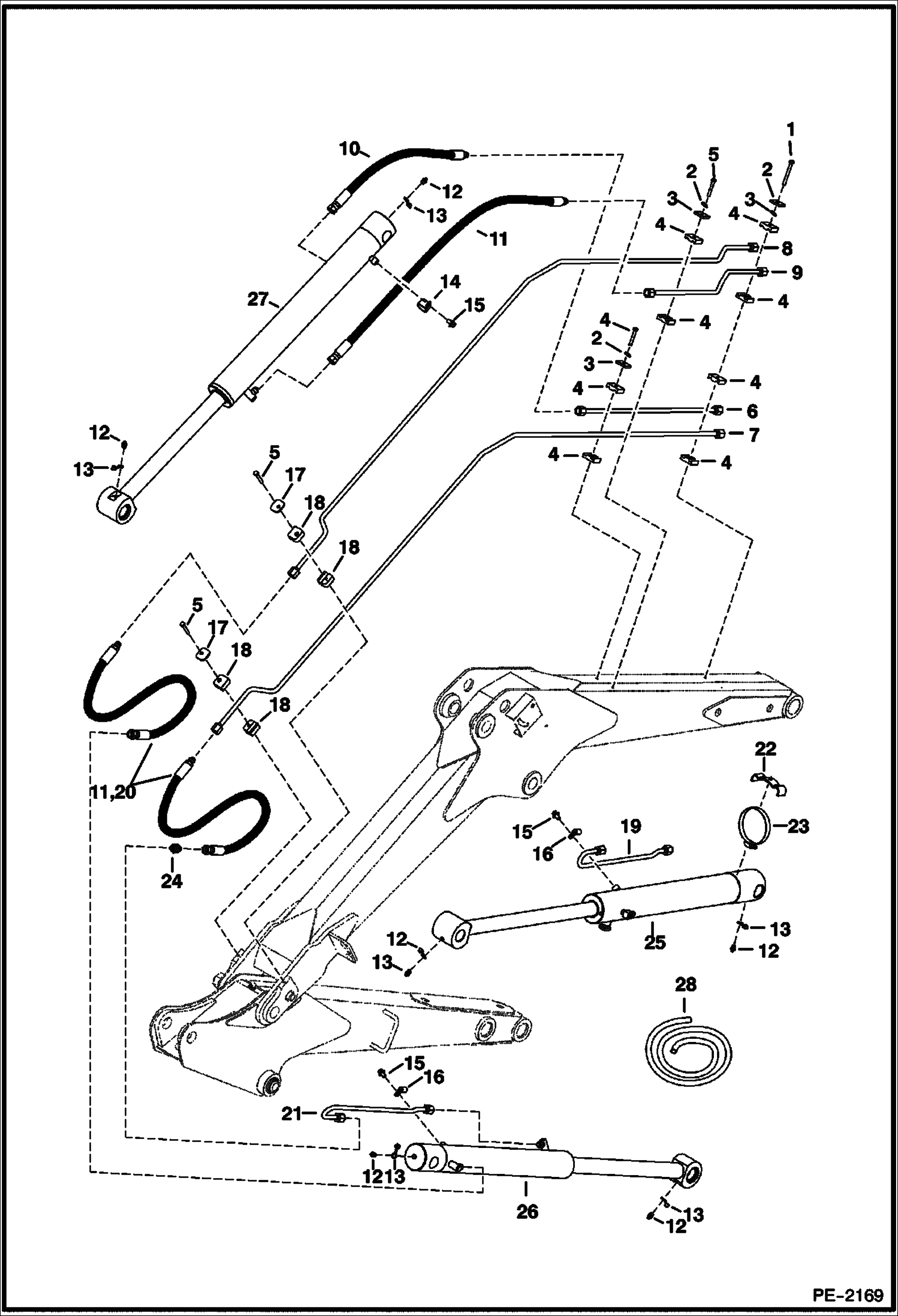 Схема запчастей Bobcat 320 - HYDRAULIC CIRCUITRY (Boom & Arm) HYDRAULIC SYSTEM