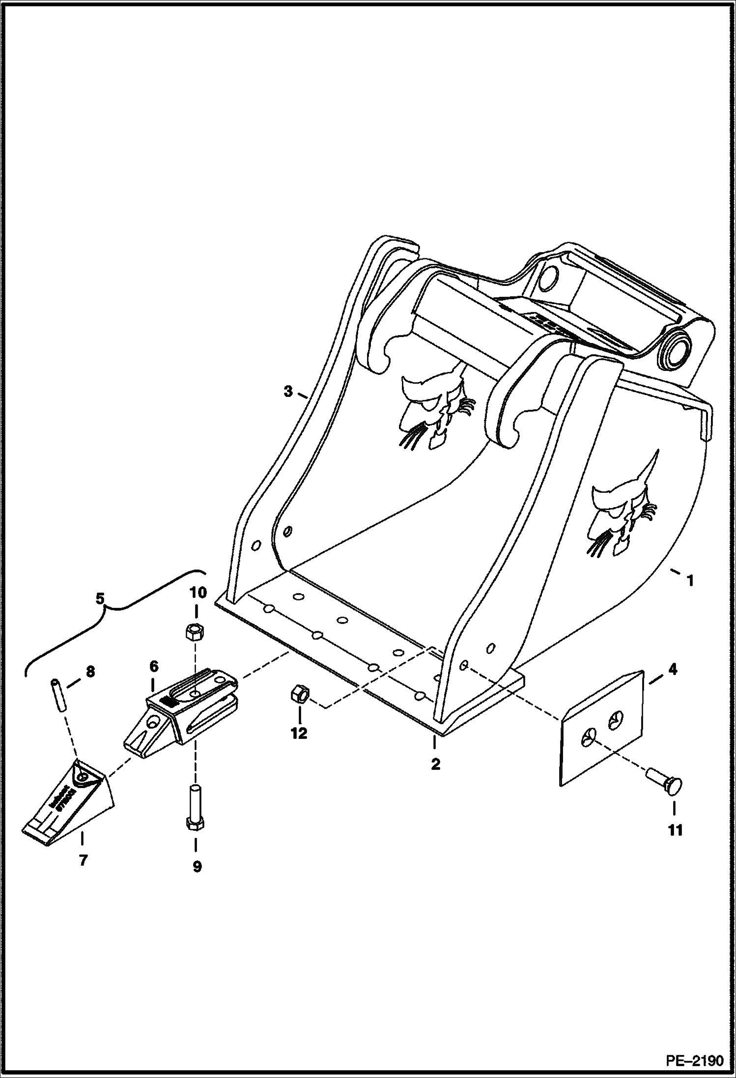 Схема запчастей Bobcat BUCKETS - BUCKET (X-Change Mounted)(325,328,425,428) (Cast) Экскаваторы