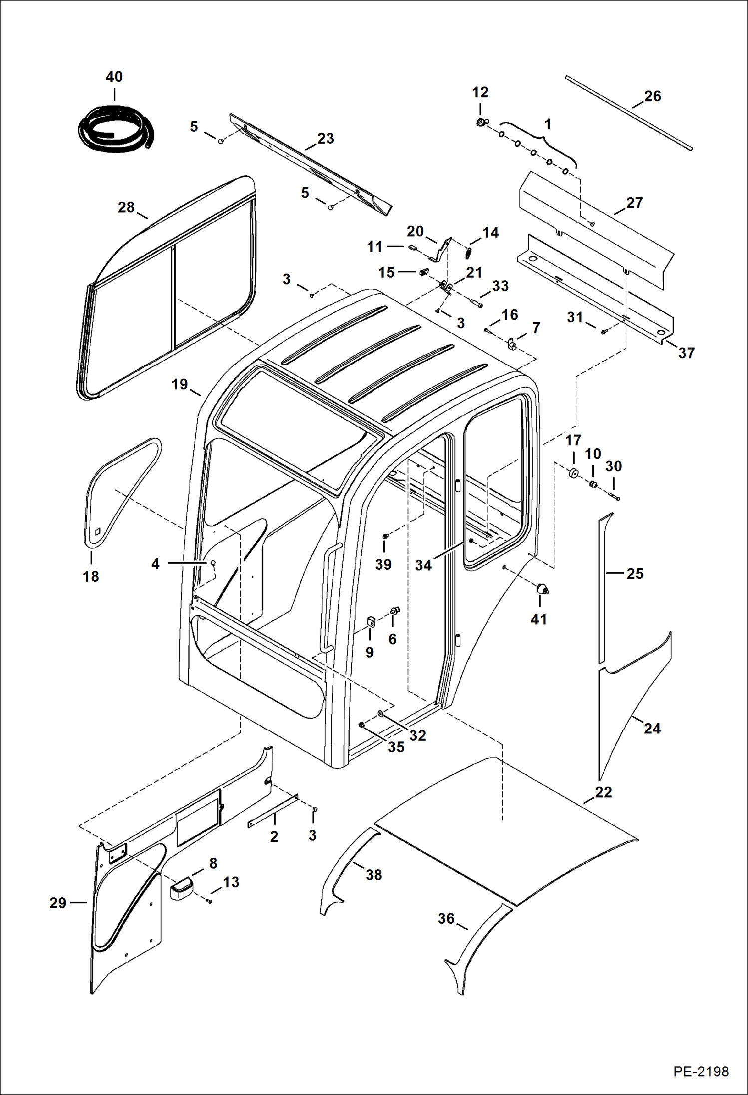 Схема запчастей Bobcat 320 - OPERATOR CAB (S/N 223911001 & Above, 224011001 & Above) MAIN FRAME