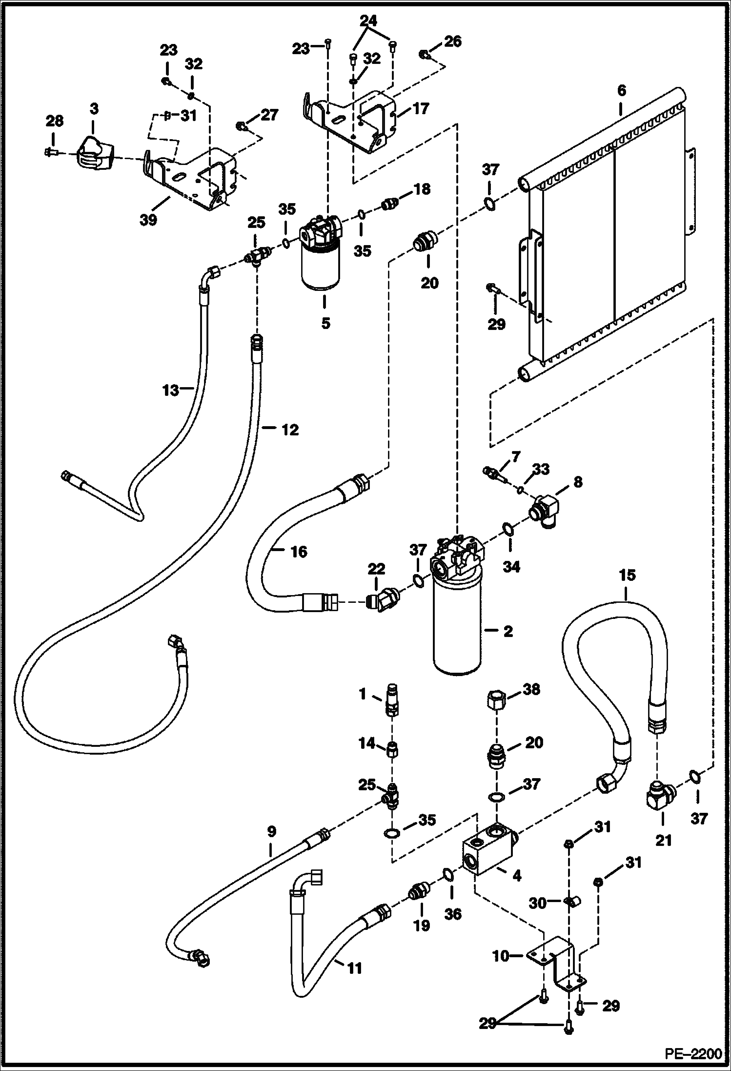 Схема запчастей Bobcat 337 - HYDRAULIC CIRCUITRY (Cooler/Filter) HYDRAULIC SYSTEM