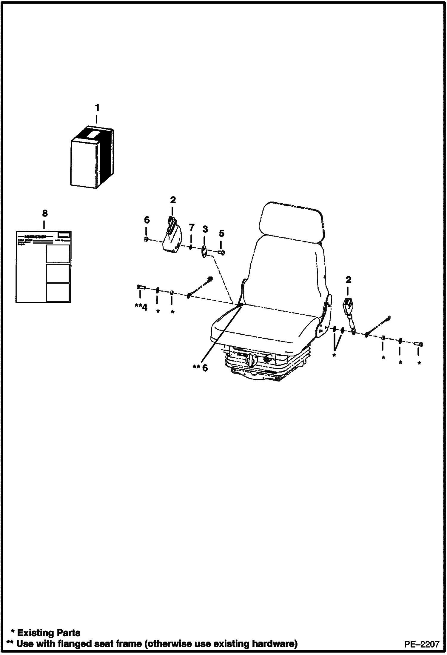 Схема запчастей Bobcat E26 - SEAT BELT KIT (3 Inch)(Static Seat) ACCESSORIES & OPTIONS