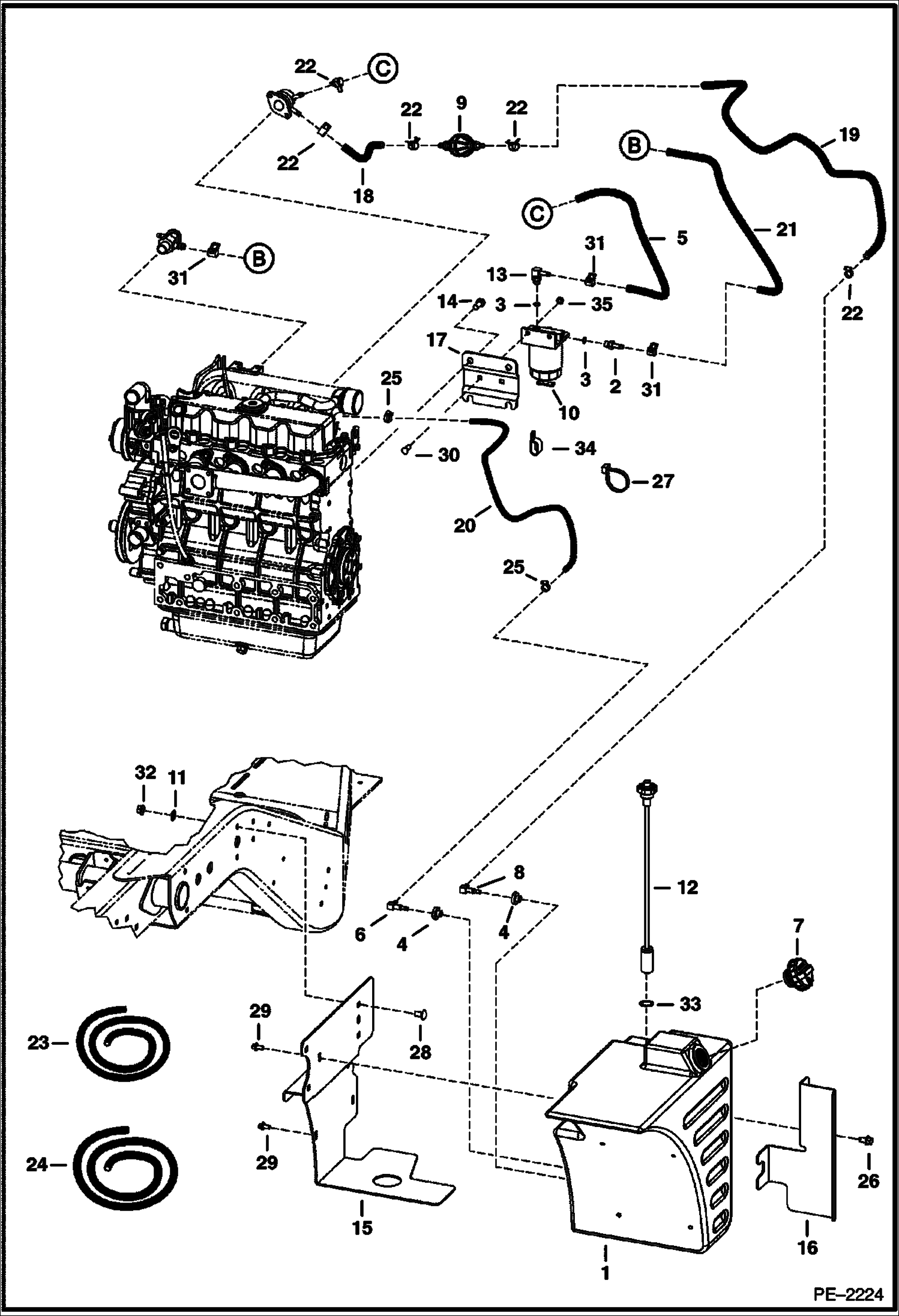 Схема запчастей Bobcat 5600 - FUEL SYSTEM MAIN FRAME