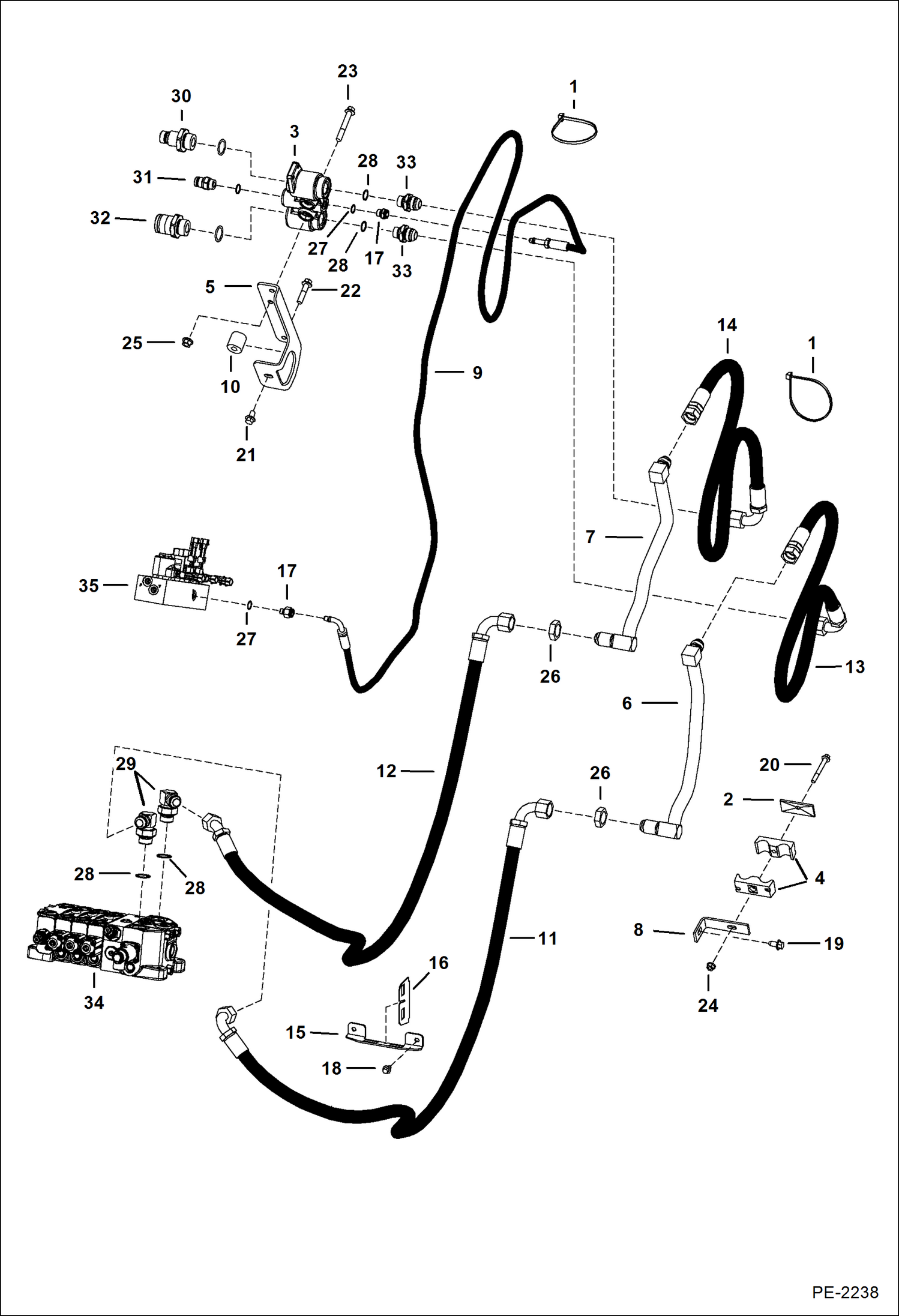 Схема запчастей Bobcat 5600 - AUXILIARY HYDRAULICS HYDRAULIC SYSTEM