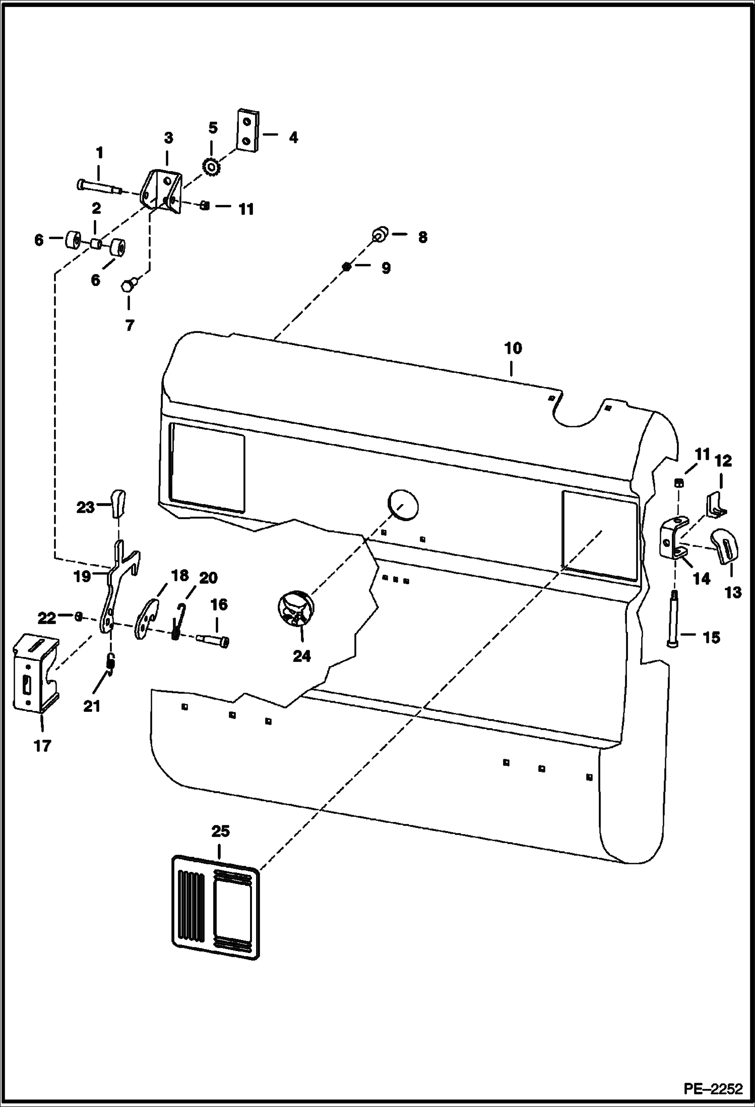 Схема запчастей Bobcat T-Series - REAR DOOR MAIN FRAME