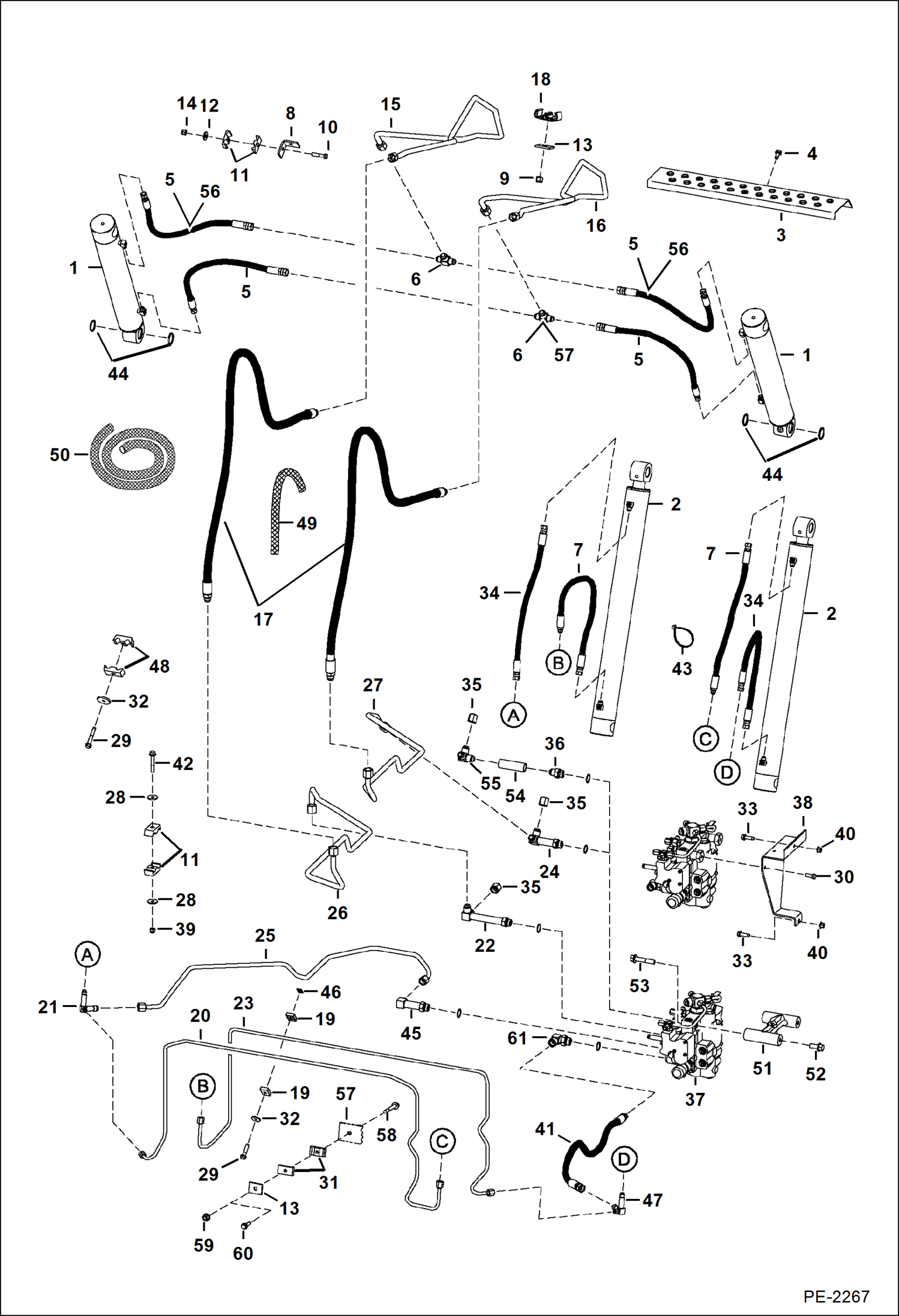 Схема запчастей Bobcat S-Series - HYDRAULIC CIRCUITRY (W/O Bucket Positioning Valve) (S/N 525215001 & Above, 525315001 & Above, 525015001 & Above, 525115001 & Above) HYDRAULIC SYSTEM