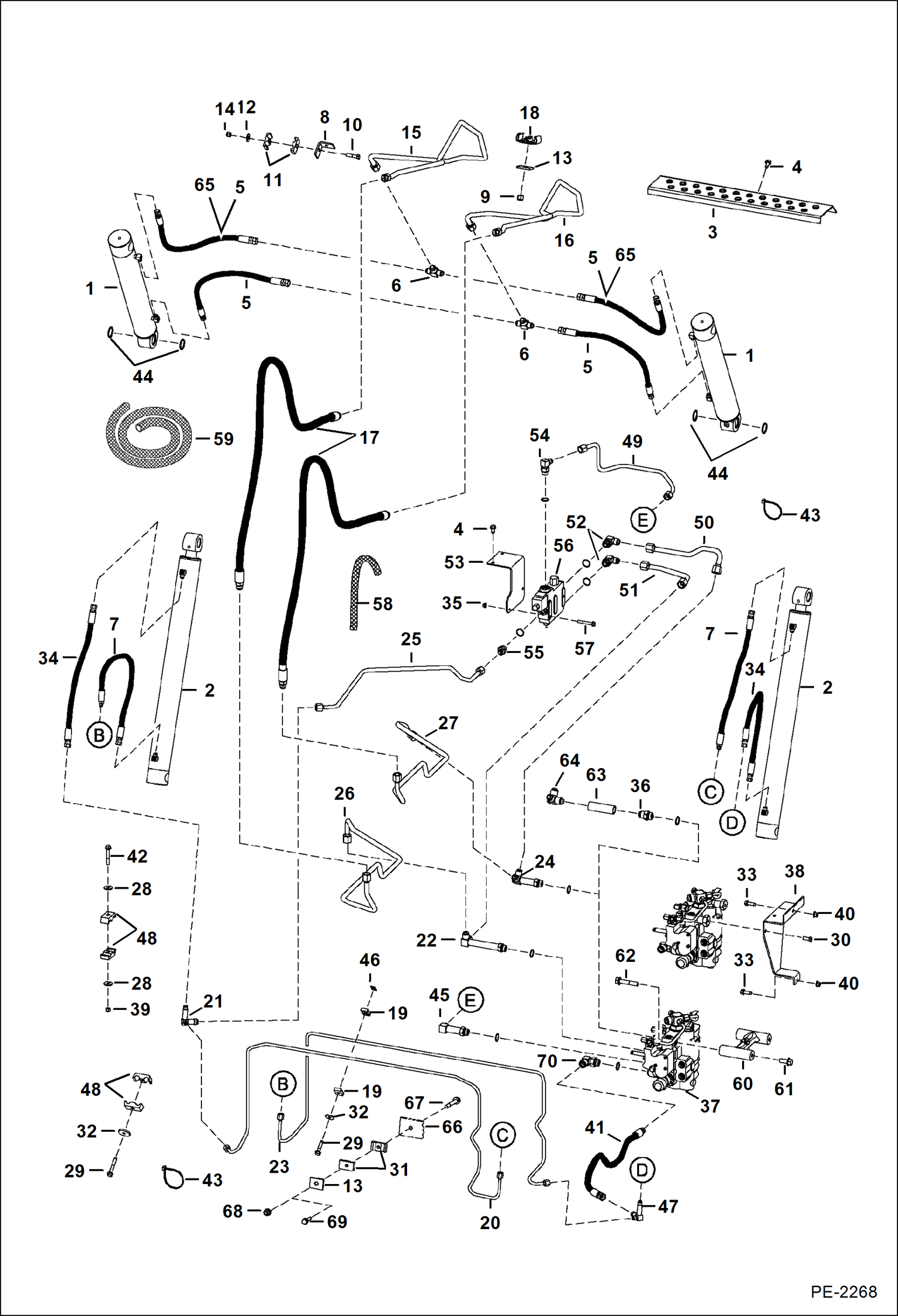 Схема запчастей Bobcat S-Series - HYDRAULIC CIRCUITRY (W/Bucket Positioning Valve) (S/N 525215001 & Above, 525315001 & Above, 525015001 & Above, 525115001 & Above) HYDRAULIC SYSTEM