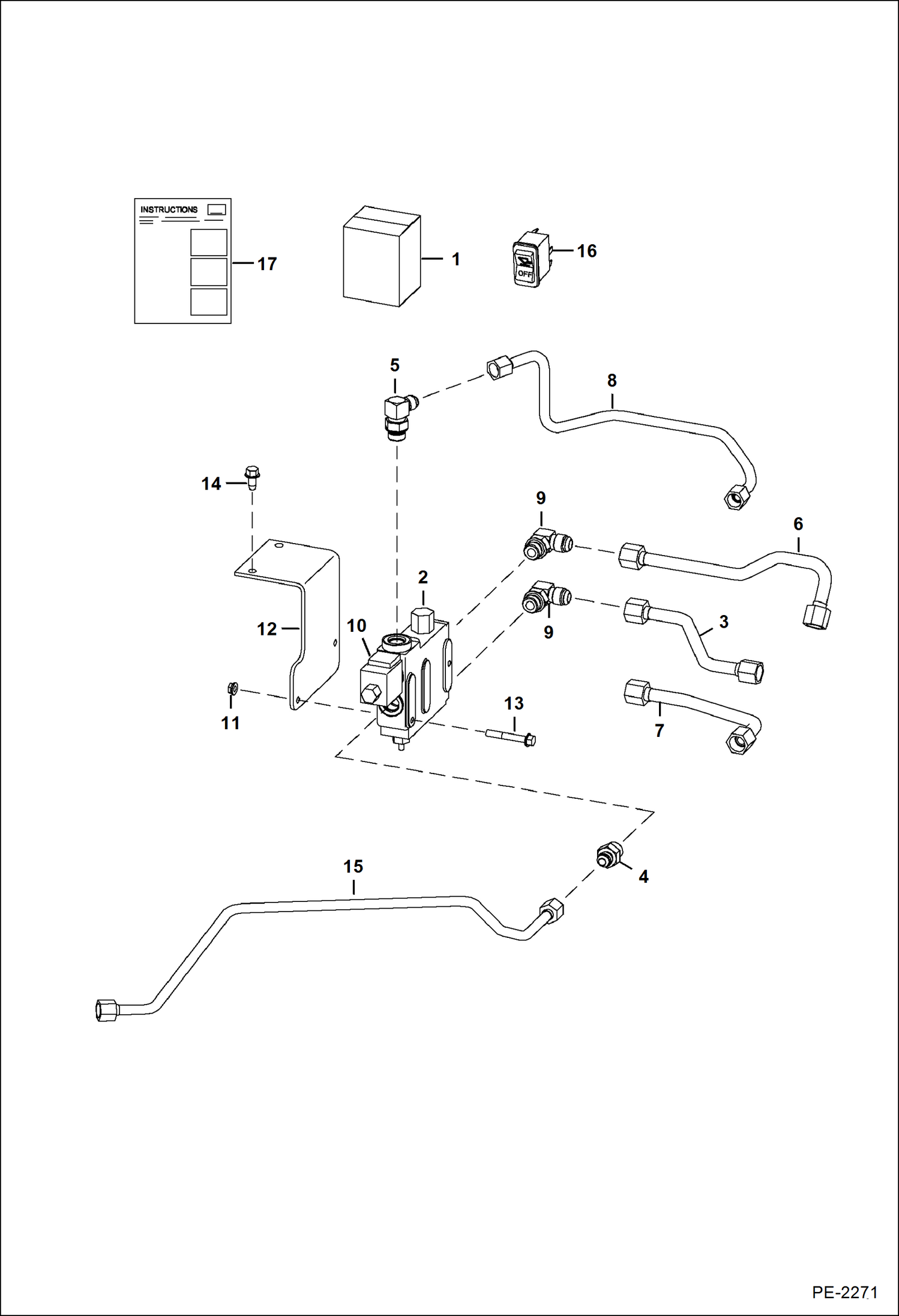 Схема запчастей Bobcat S-Series - BUCKET POSITIONING VALVE KIT (S/N 526915000 & Above, 526815000 & Above, 526715000 & Above, 526615000 & Above) ACCESSORIES & OPTIONS