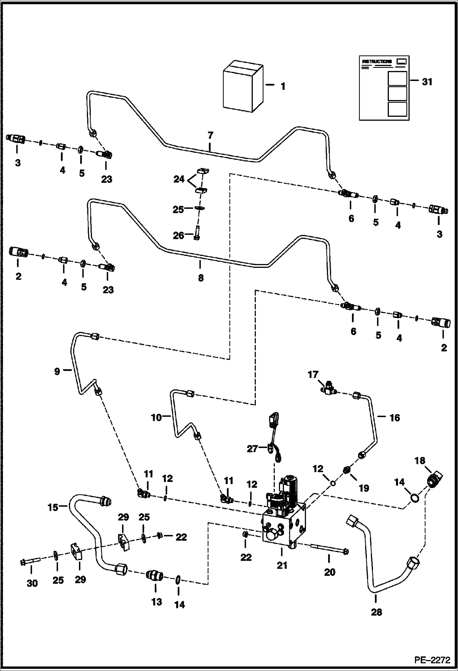 Схема запчастей Bobcat T-Series - REAR AUXILIARY S/N 5277 13000-14966, 5278 13000-13146 ACCESSORIES & OPTIONS