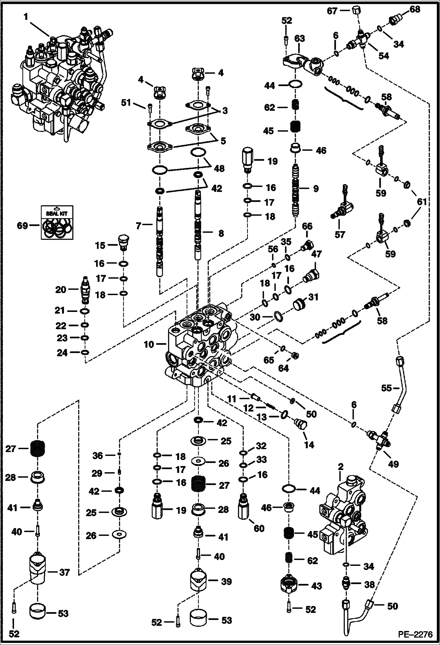 Схема запчастей Bobcat T-Series - HYDRAULIC CONTROL VALVE (ACS) (S/N 521911001, 522011001 & Above) (S/N 525411001-13999, 525511001-11999) HYDRAULIC SYSTEM