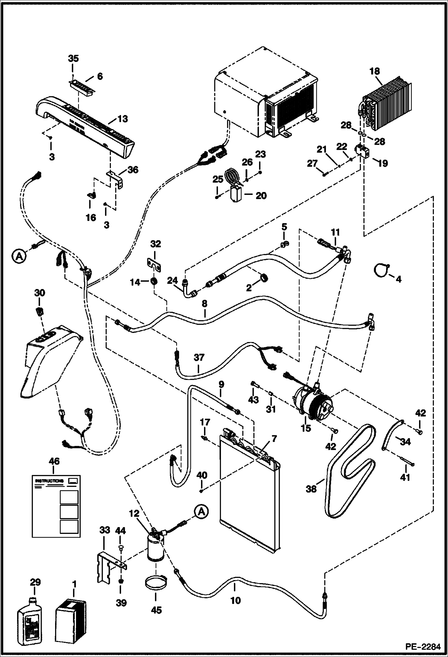 Схема запчастей Bobcat 435 - A/C KIT (S/N 563212613 & Below) ACCESSORIES & OPTIONS