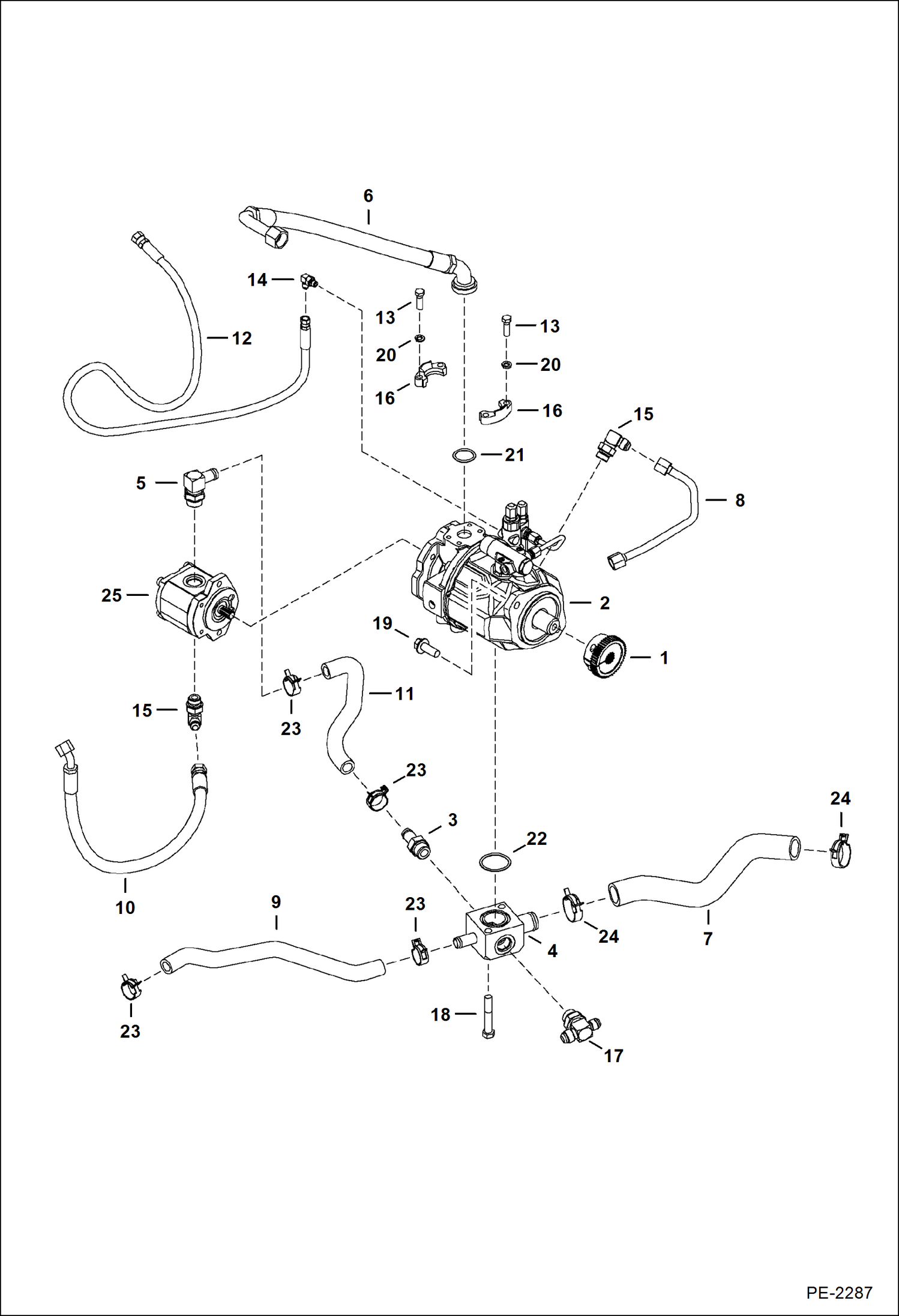 Схема запчастей Bobcat 435 - HYDRAULIC CIRCUITRY (Pump) HYDRAULIC SYSTEM