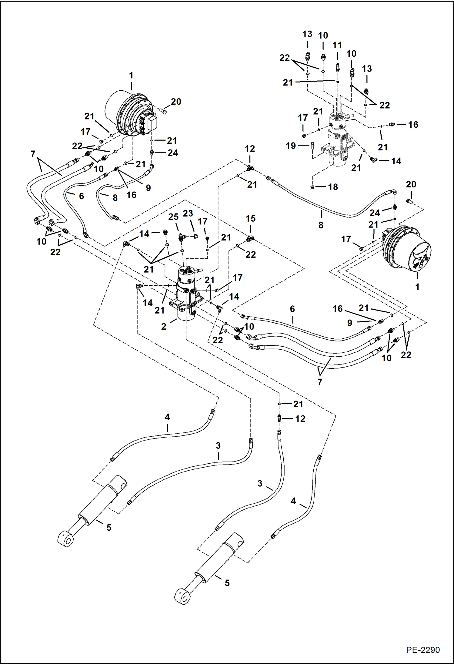 Схема запчастей Bobcat 337 - HYDRAULIC CIRCUITRY (Lower) (S/N 234611164 & Above, 234711198 & Above) HYDRAULIC SYSTEM