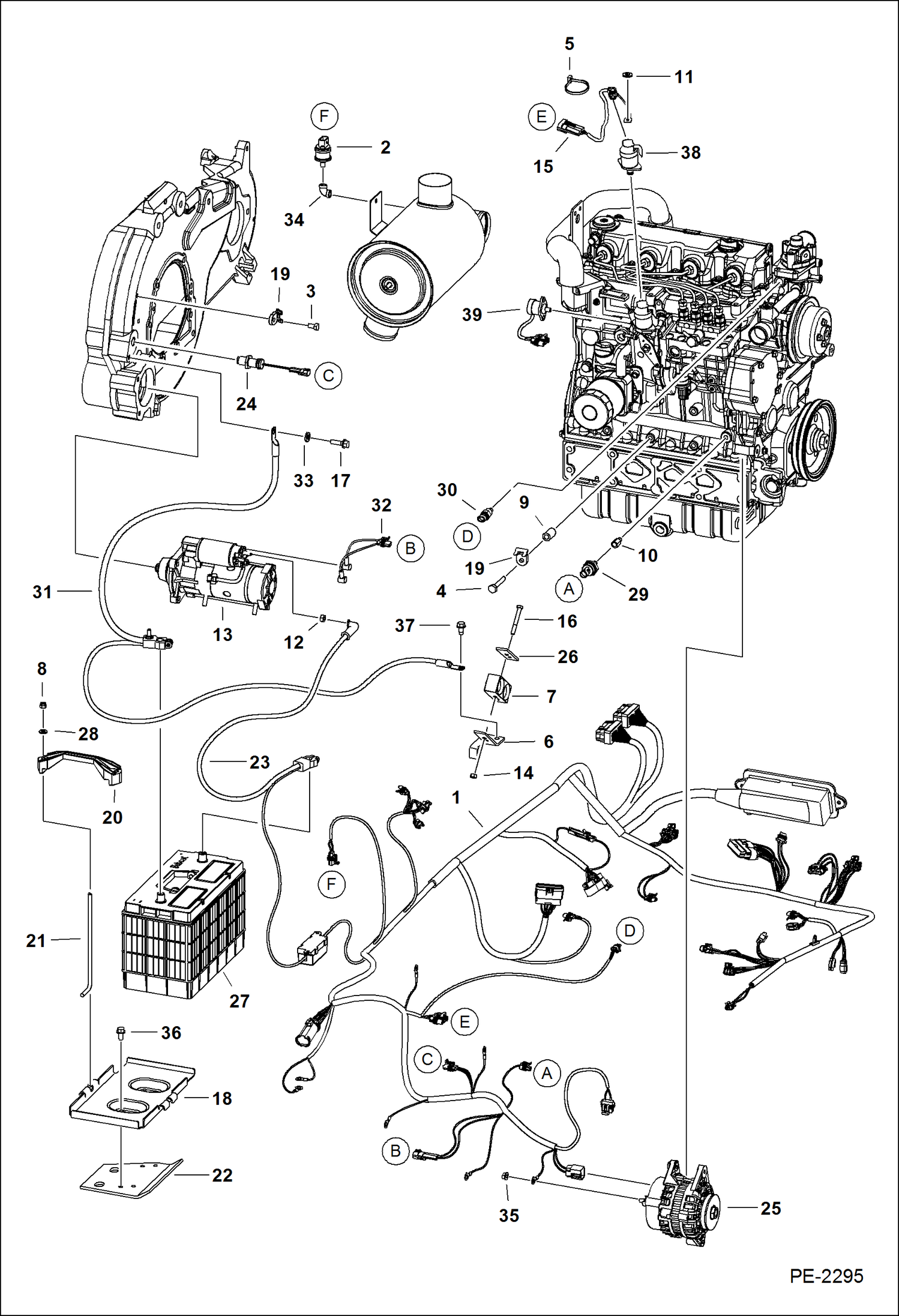 Схема запчастей Bobcat A-Series - ENGINE ELECTRICAL CIRCUITRY (Engine) (S/N 5264, 5265) ELECTRICAL SYSTEM