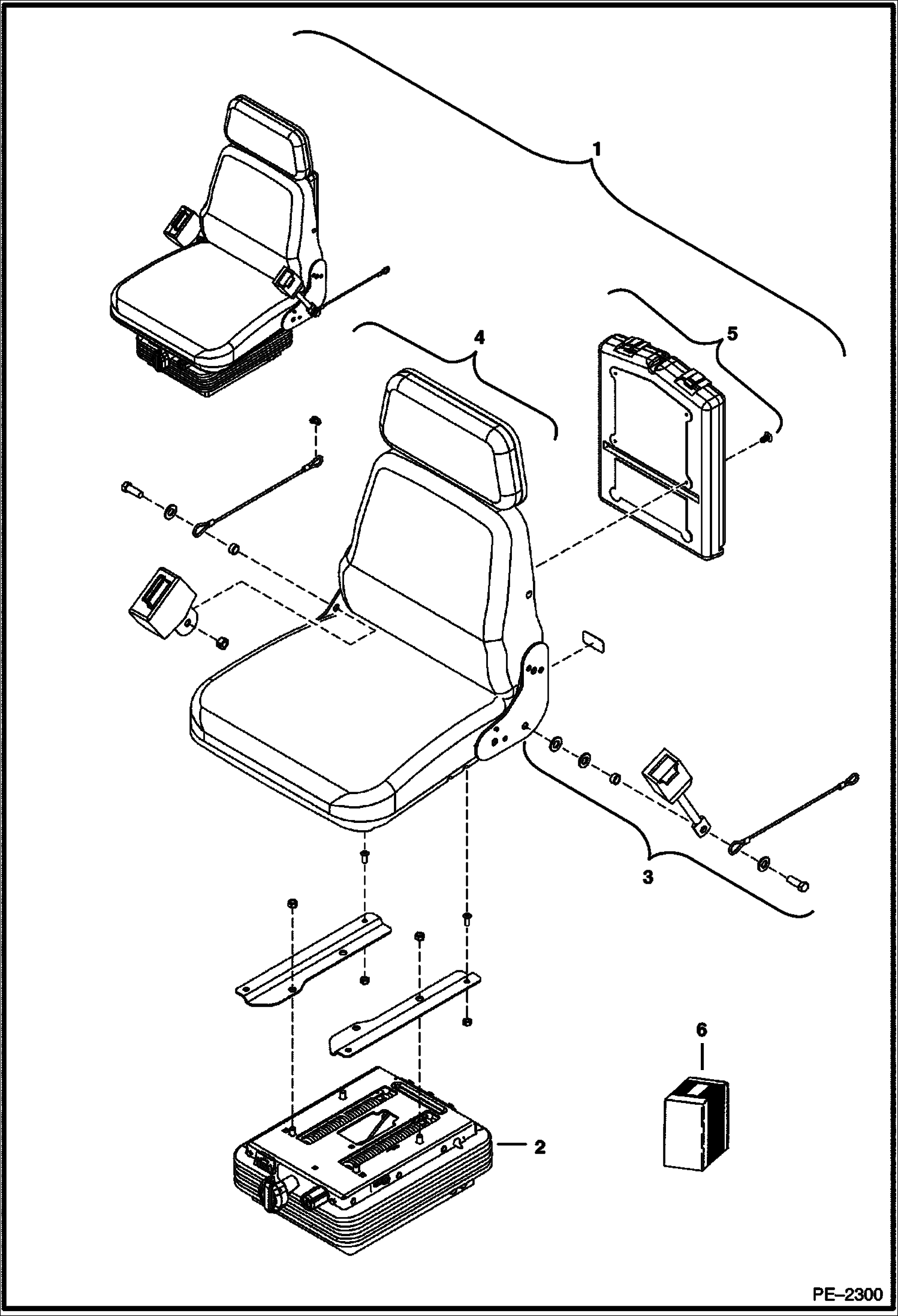 Схема запчастей Bobcat 335 - SEAT SUSPENSION (Vinyl) MAIN FRAME