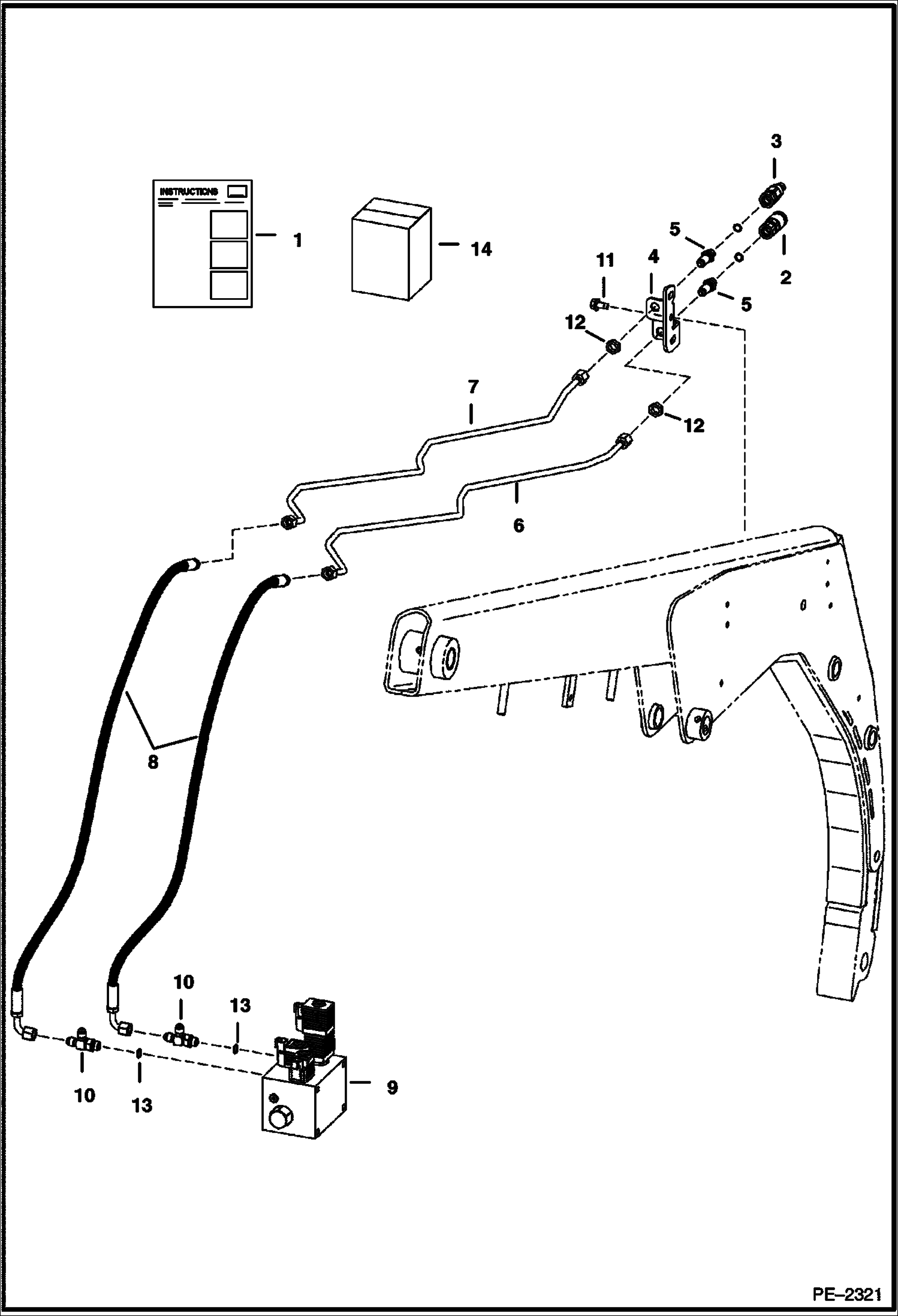 Схема запчастей Bobcat S-Series - FRONT AUXILIARY (RH Kit) ACCESSORIES & OPTIONS