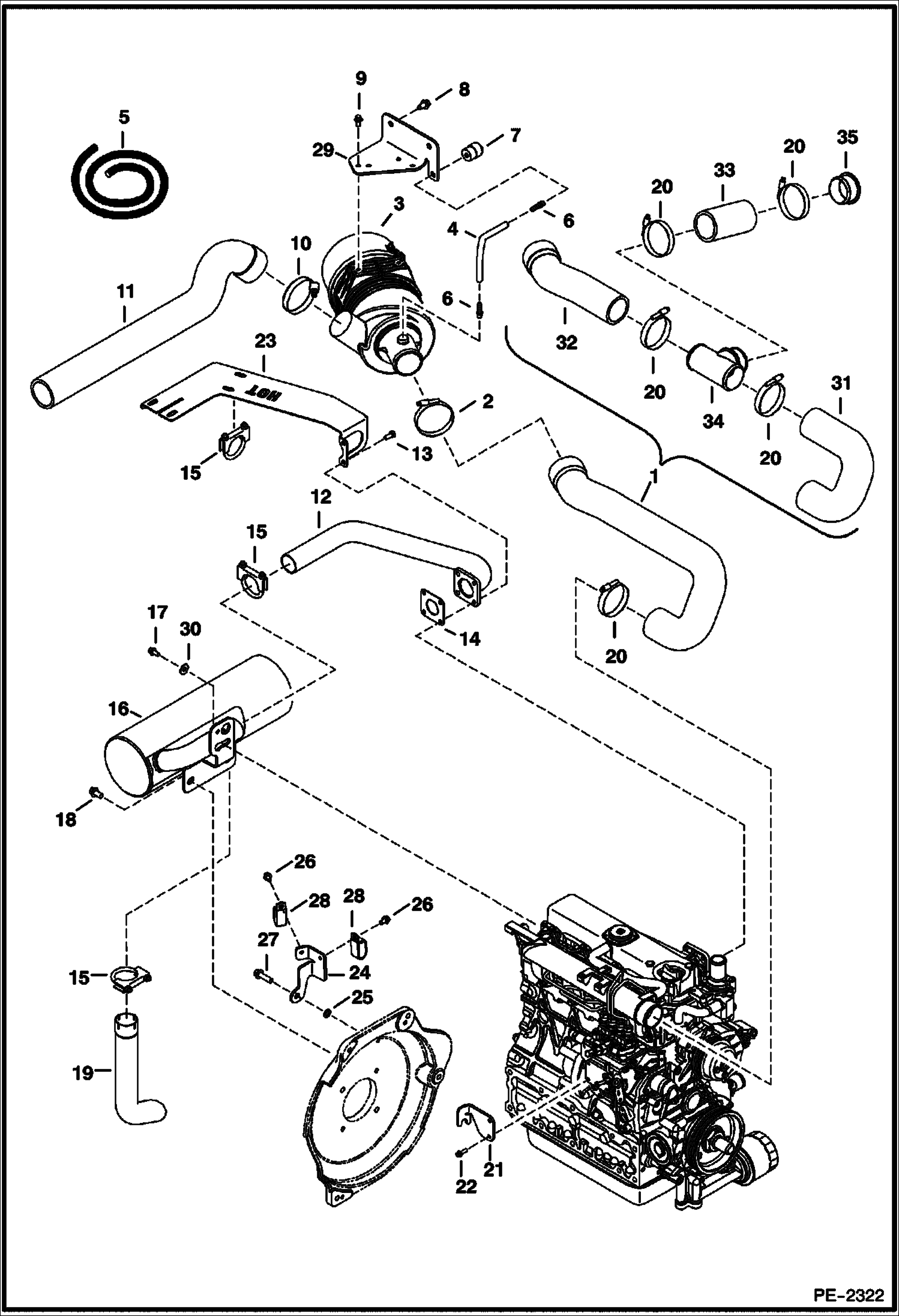 Схема запчастей Bobcat 430 - ENGINE & ATTACHING PARTS (Air Cleaner, Muffler) POWER UNIT