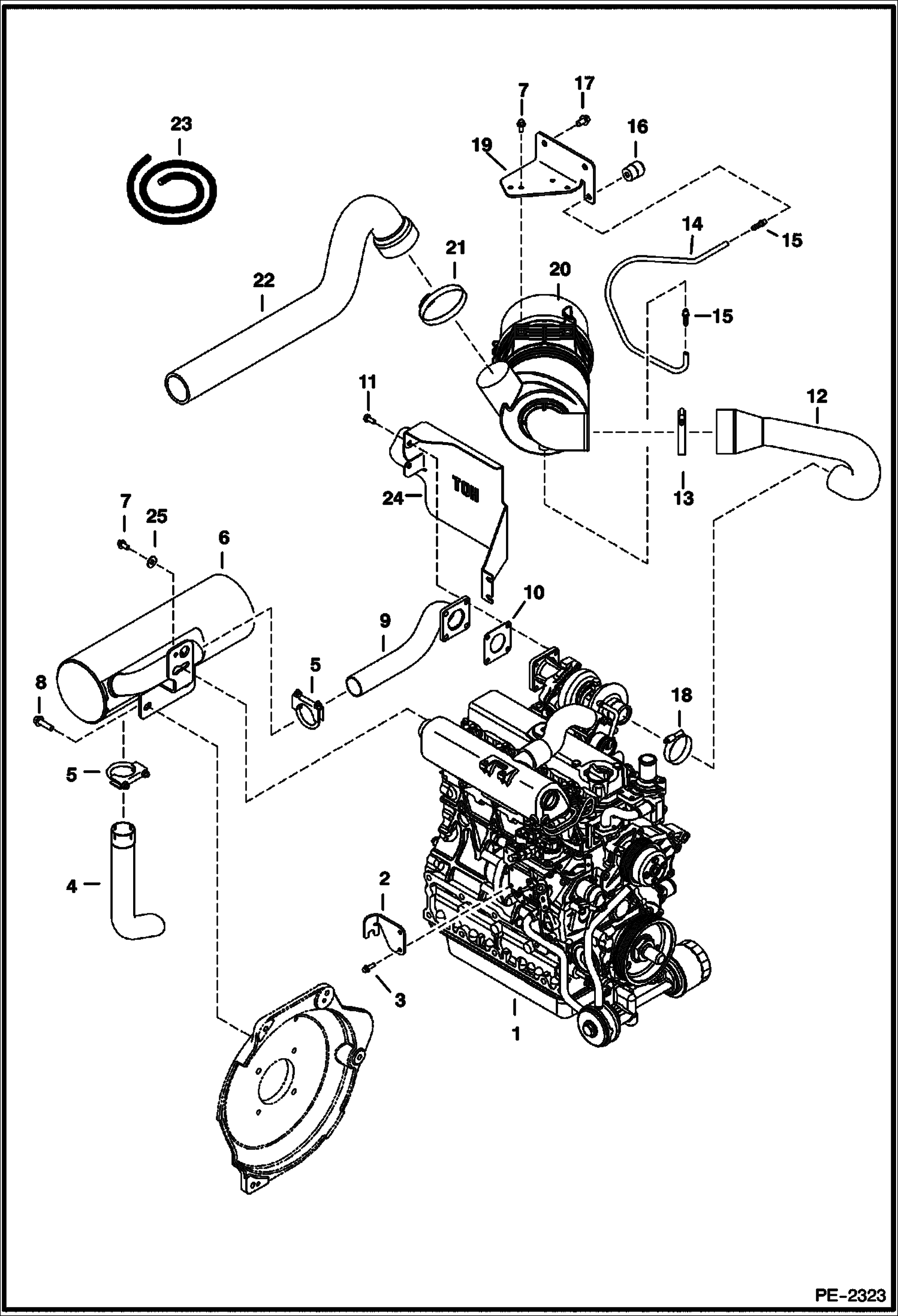 Схема запчастей Bobcat 435 - ENGINE & ATTACHING PARTS (Air Cleaner, Muffler) POWER UNIT