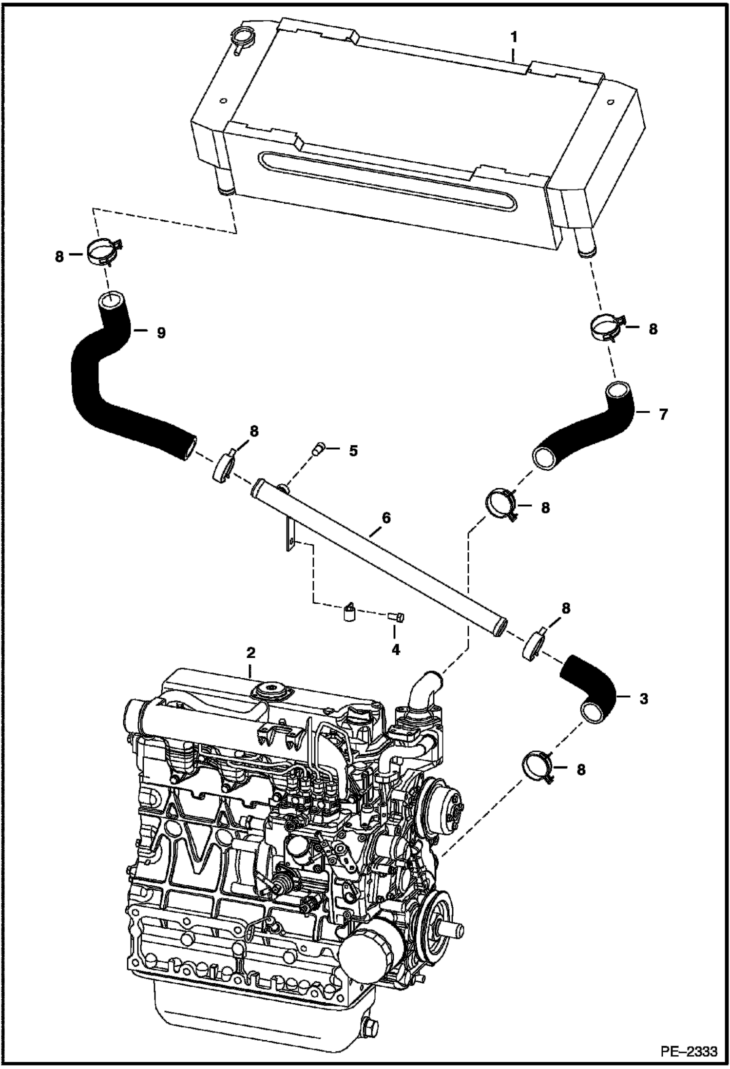 Схема запчастей Bobcat T-Series - ENGINE & ATTACHING PARTS (Radiator Water Exchanger) POWER UNIT