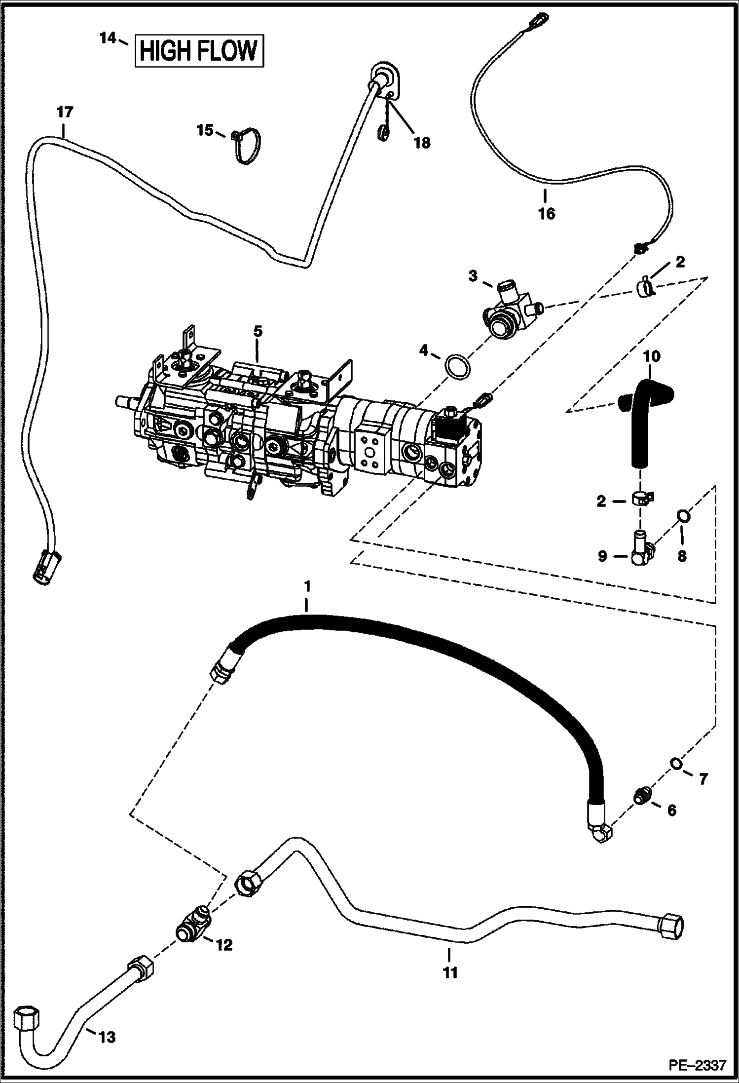 Схема запчастей Bobcat T-Series - HIGH FLOW HYDRAULICS (S/N 523111001, 523011001 & Above) (S/N 525613399, 525712099 & Below) HIGH FLOW HYDRAULICS