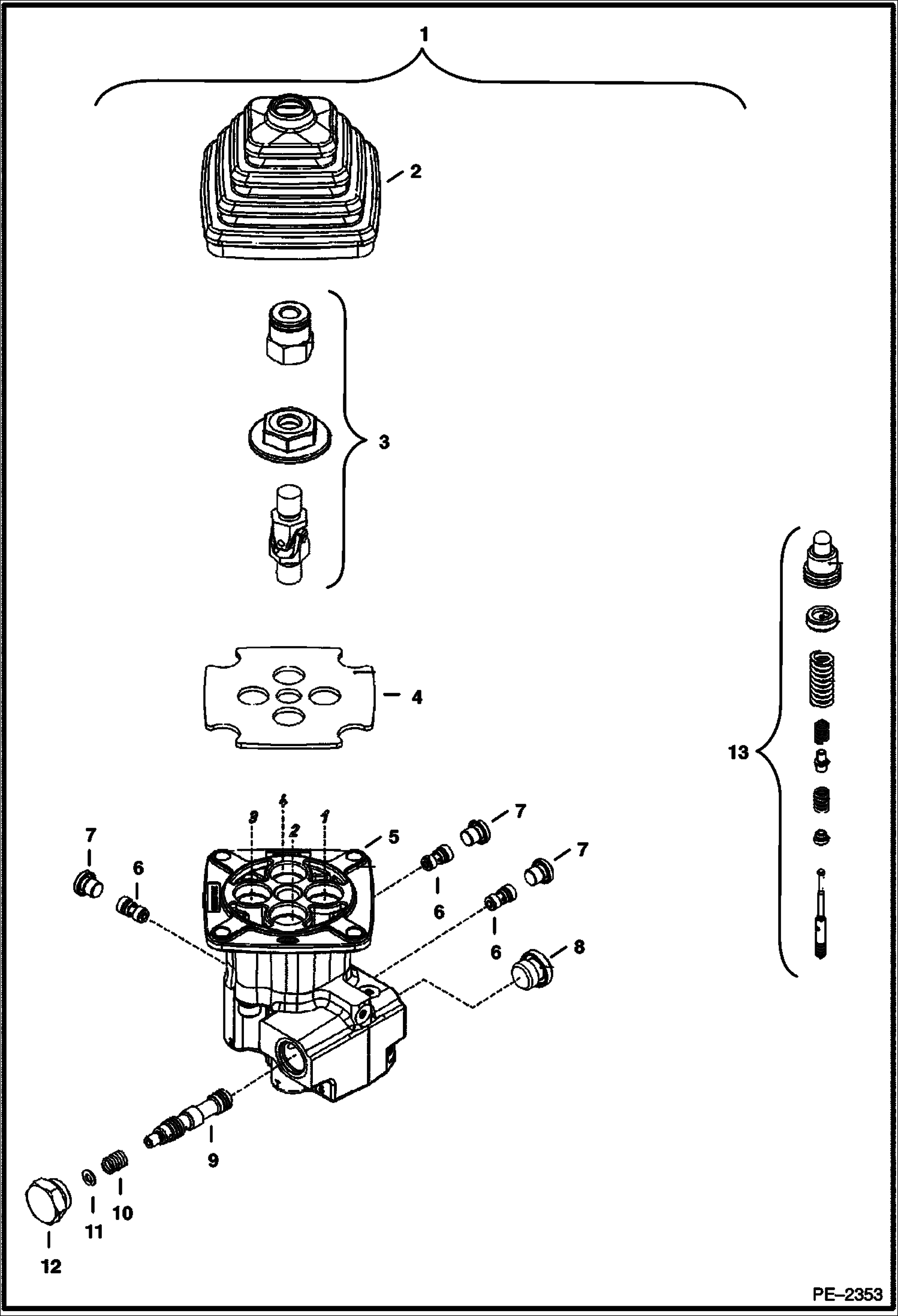 Схема запчастей Bobcat 435 - TRAVEL JOYSTICK HYDRAULIC/HYDROSTATIC SYSTEM