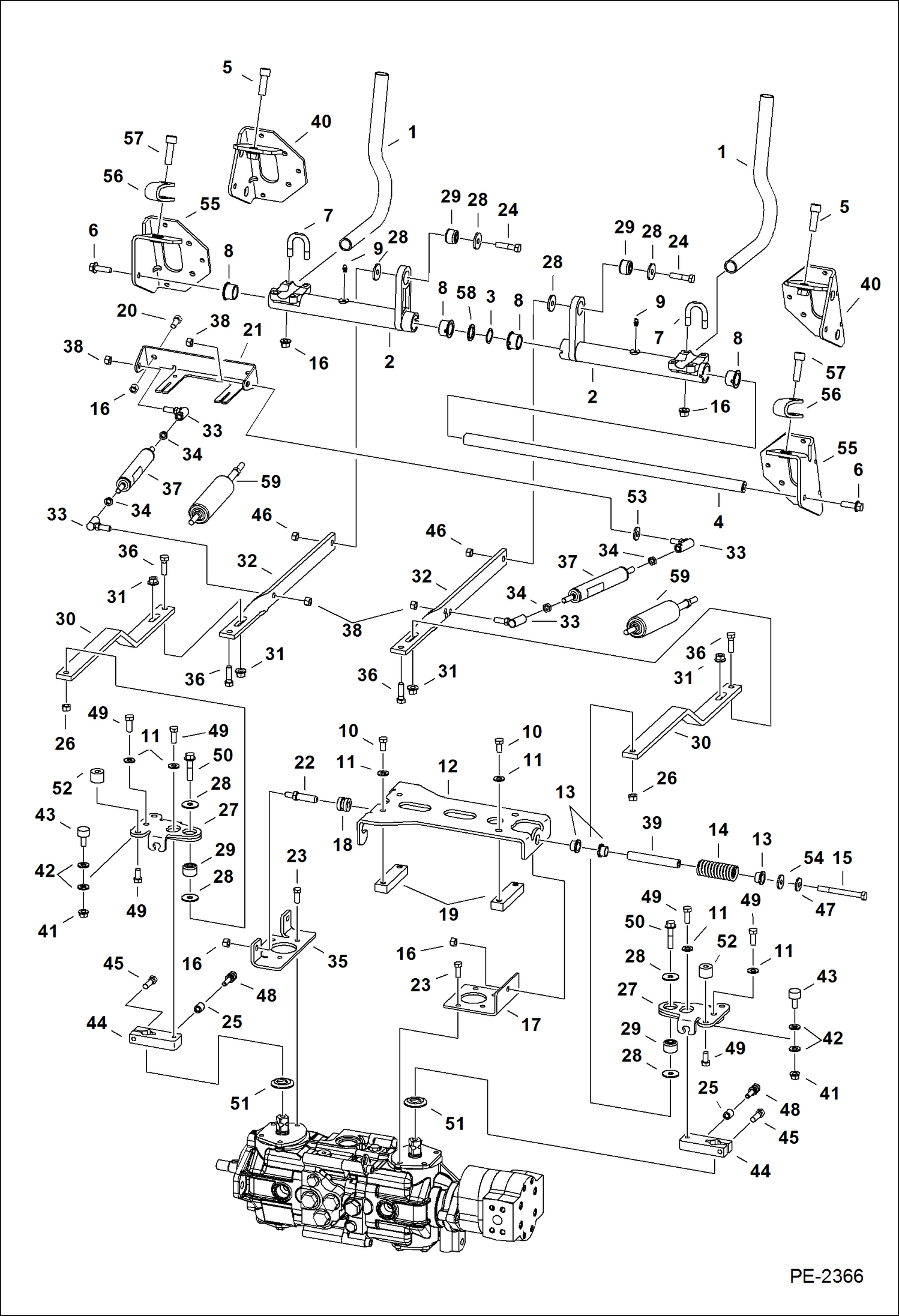 Схема запчастей Bobcat S-Series - HAND CONTROLS HYDROSTATIC SYSTEM