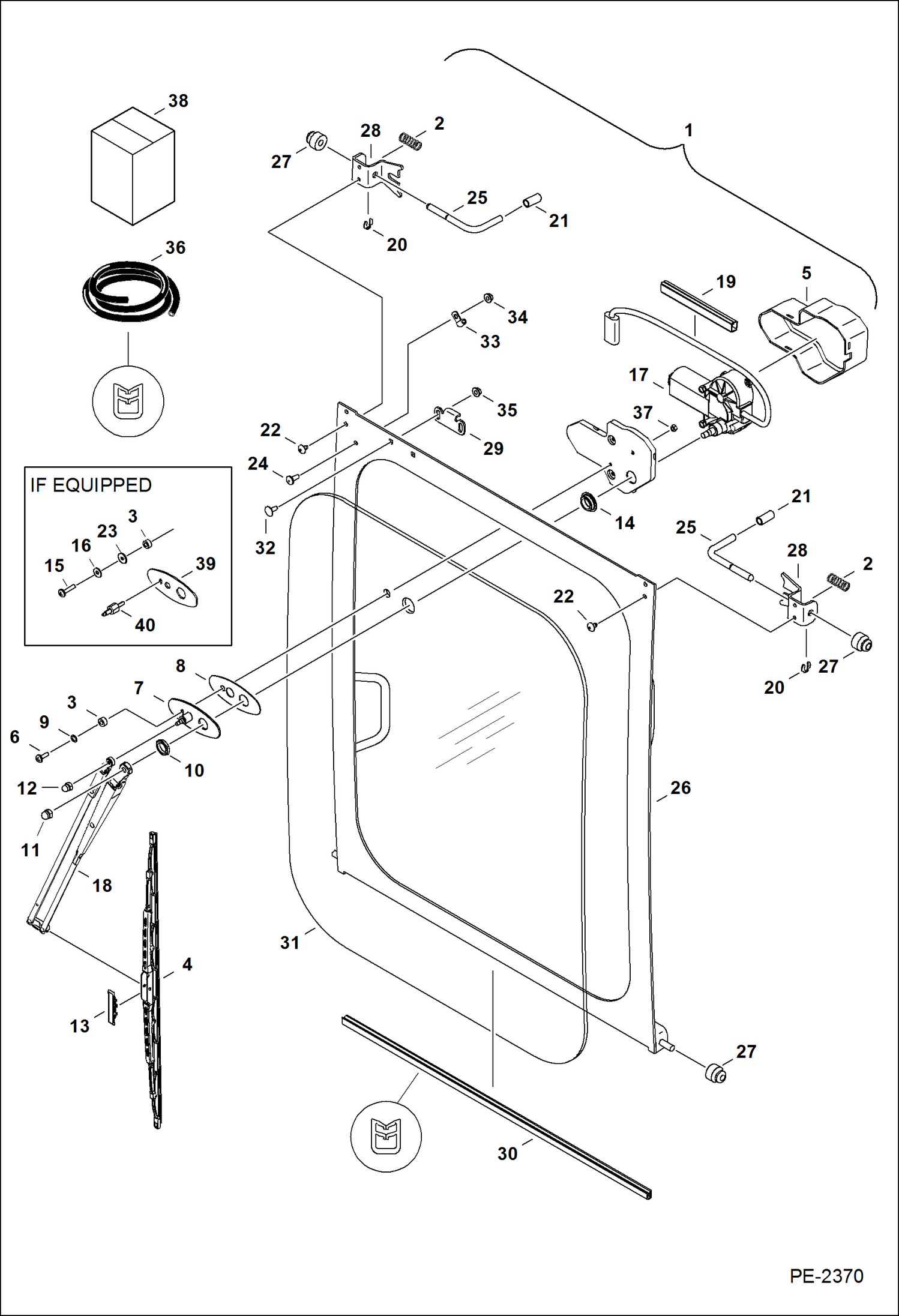 Схема запчастей Bobcat 430 - OPERATOR CAB (Front Window) MAIN FRAME