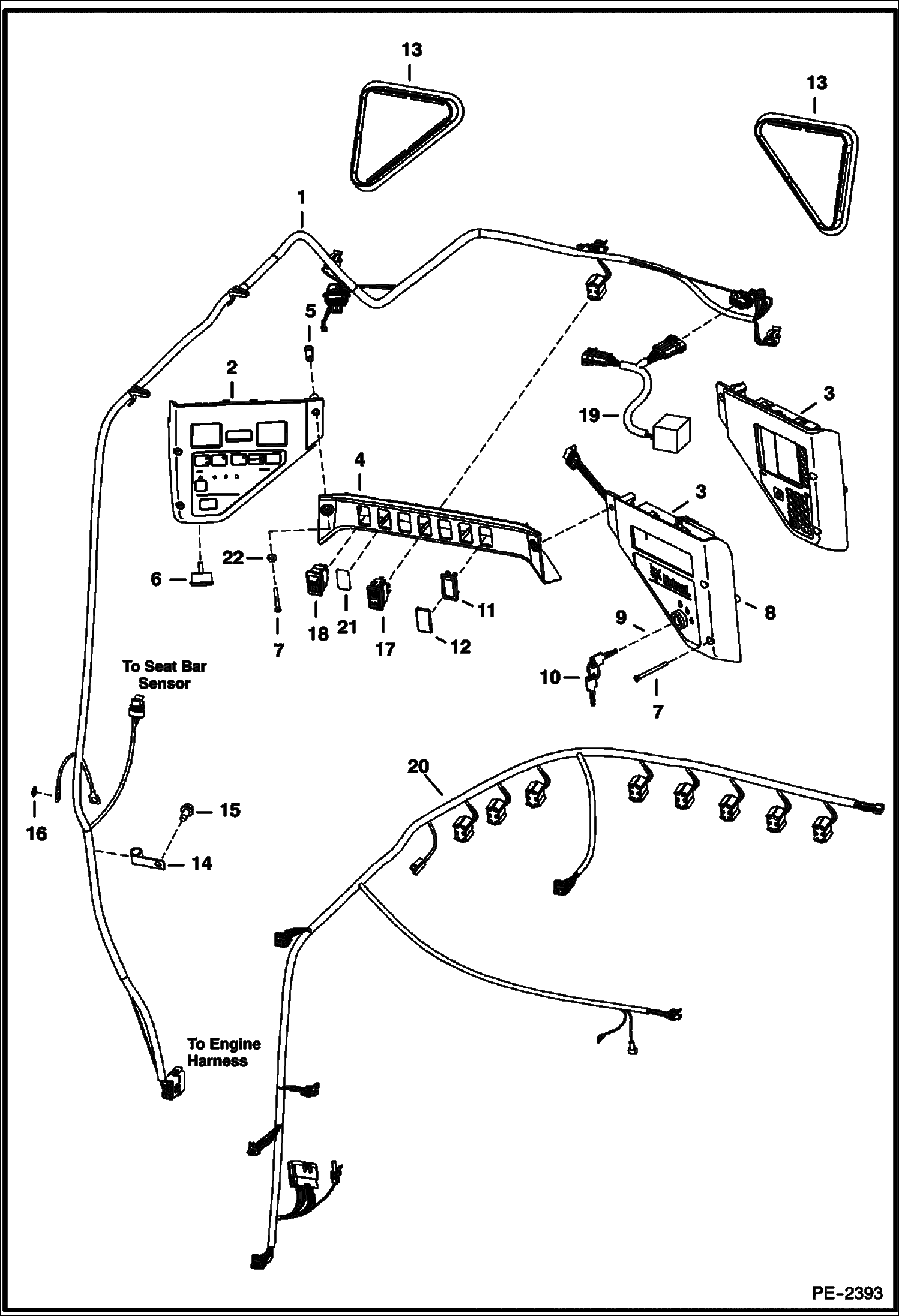Схема запчастей Bobcat T-Series - CAB ELECTRICAL CIRCUITRY ELECTRICAL SYSTEM