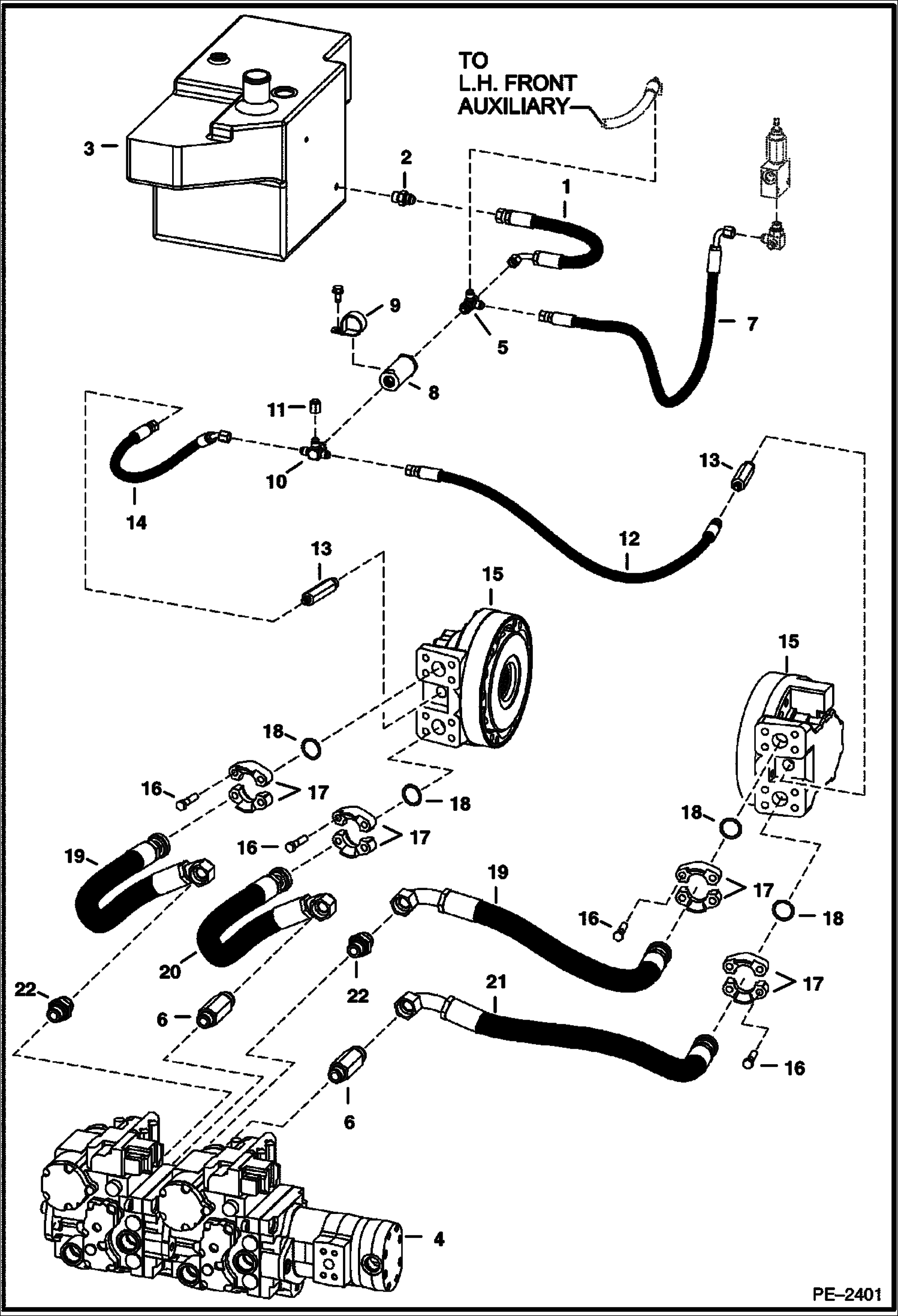 Схема запчастей Bobcat A-Series - HYDROSTATIC CIRCUITRY (W/Motors) (S/N 526412000, 526512000 & Above) HYDROSTATIC SYSTEM