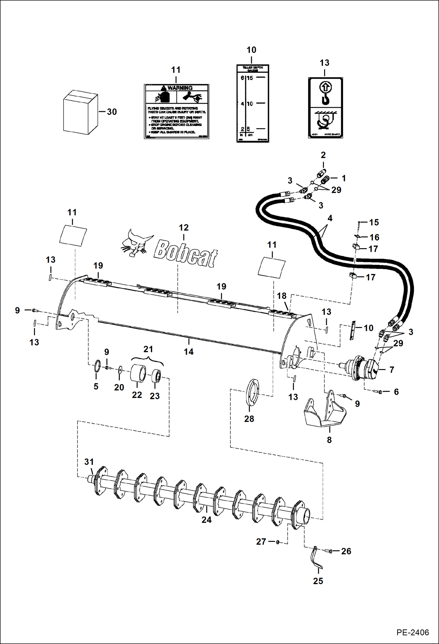 Схема запчастей Bobcat TILLER - TILLER (Main Frame) (62 0552) (76 0551) Loader