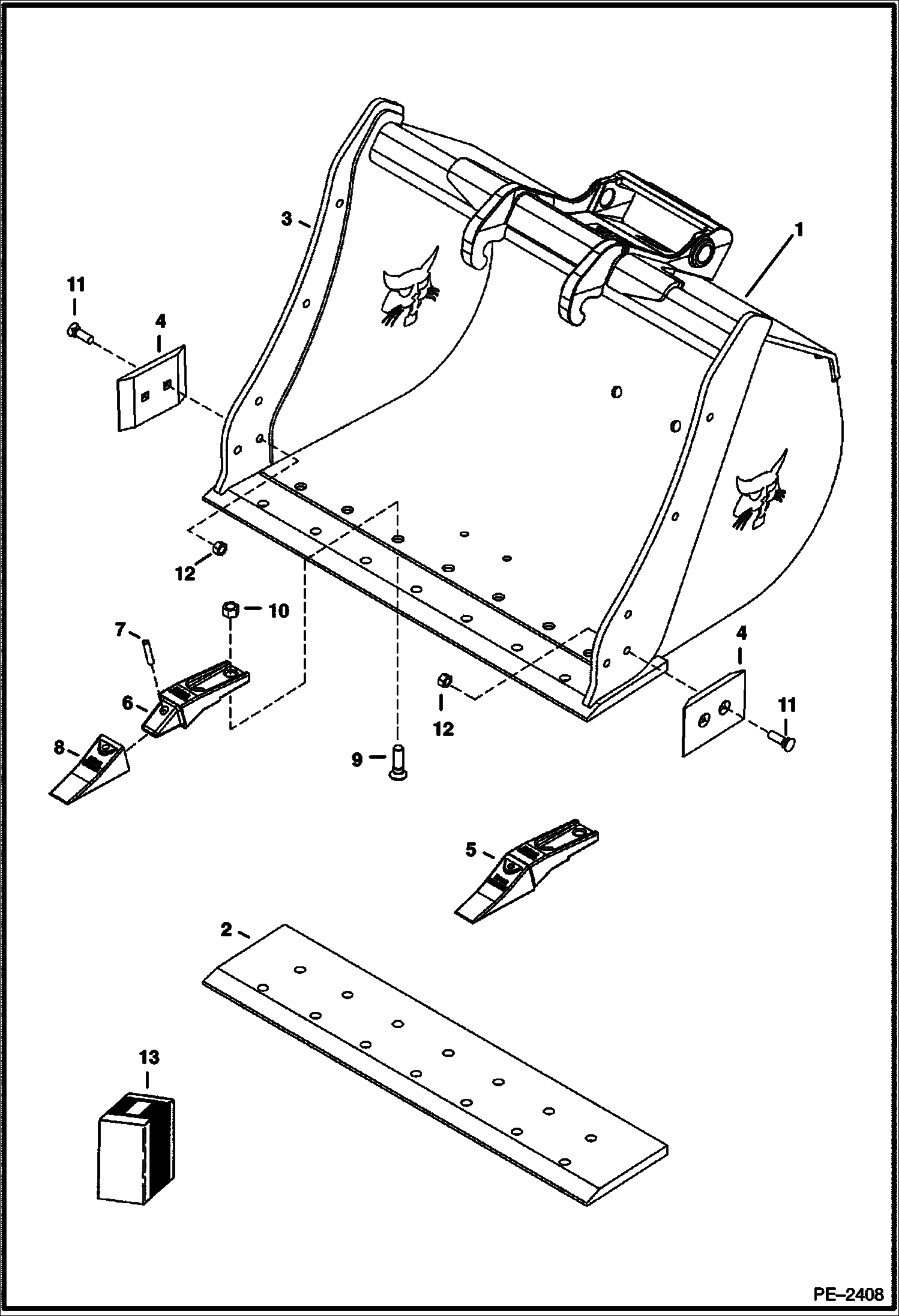 Схема запчастей Bobcat BUCKETS - BUCKET (X-Change Mounted)(335,337,341,435) Экскаваторы