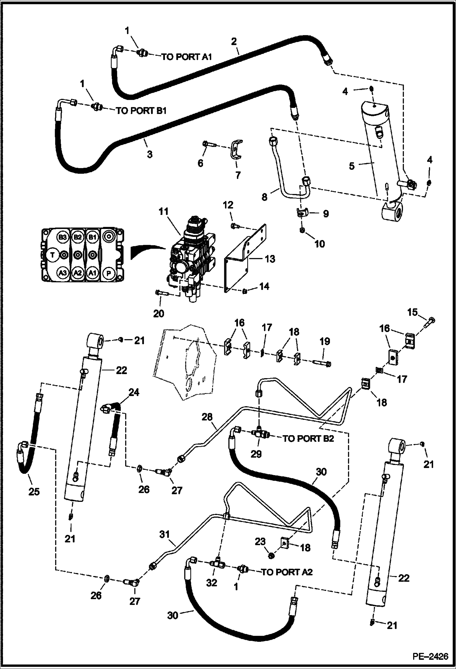 Схема запчастей Bobcat Mini Tracks Loaders - HYDRAULIC CIRCUITRY HYDRAULIC SYSTEM