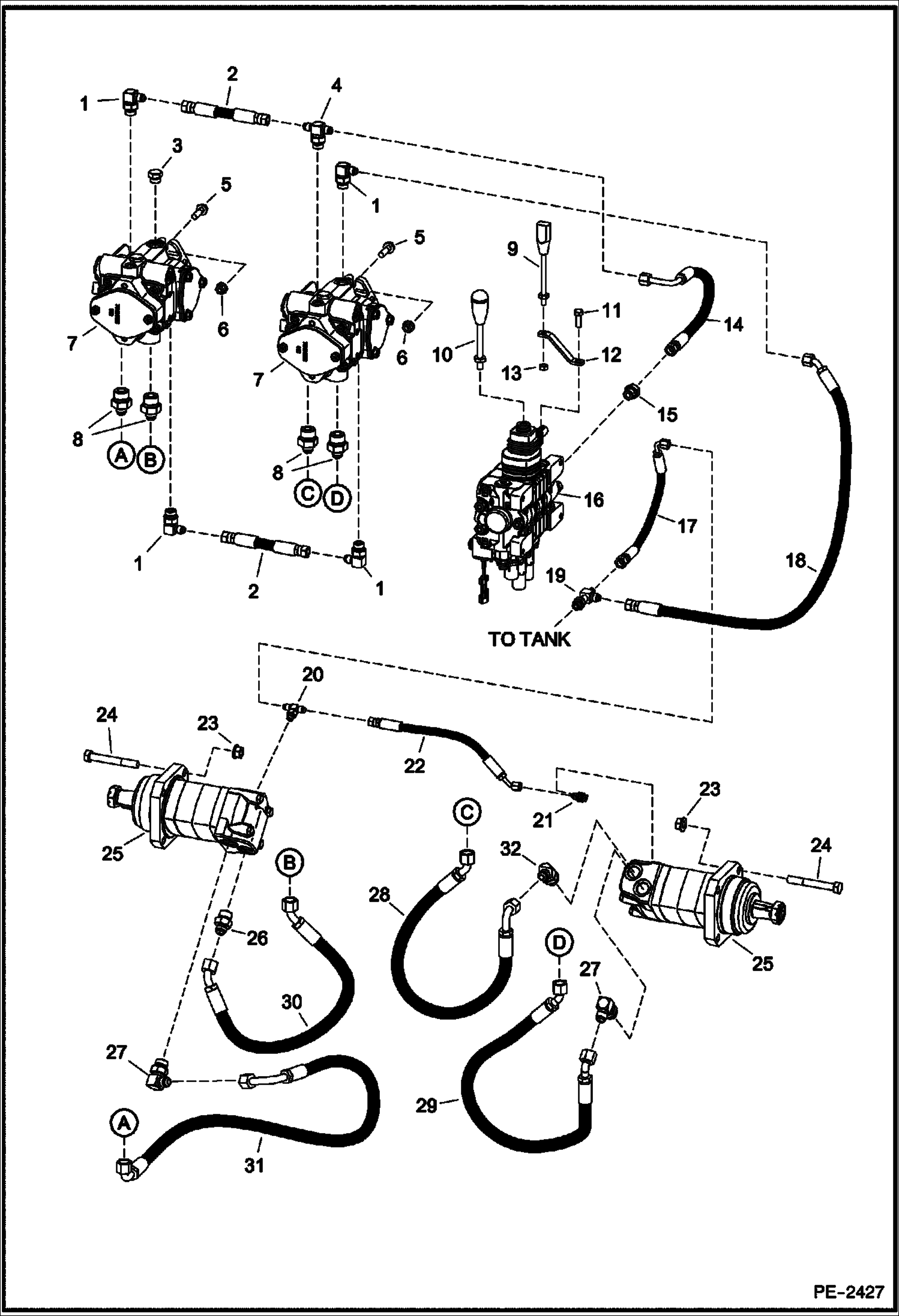 Схема запчастей Bobcat Mini Tracks Loaders - HYDROSTATIC CIRCUITRY HYDROSTATIC SYSTEM