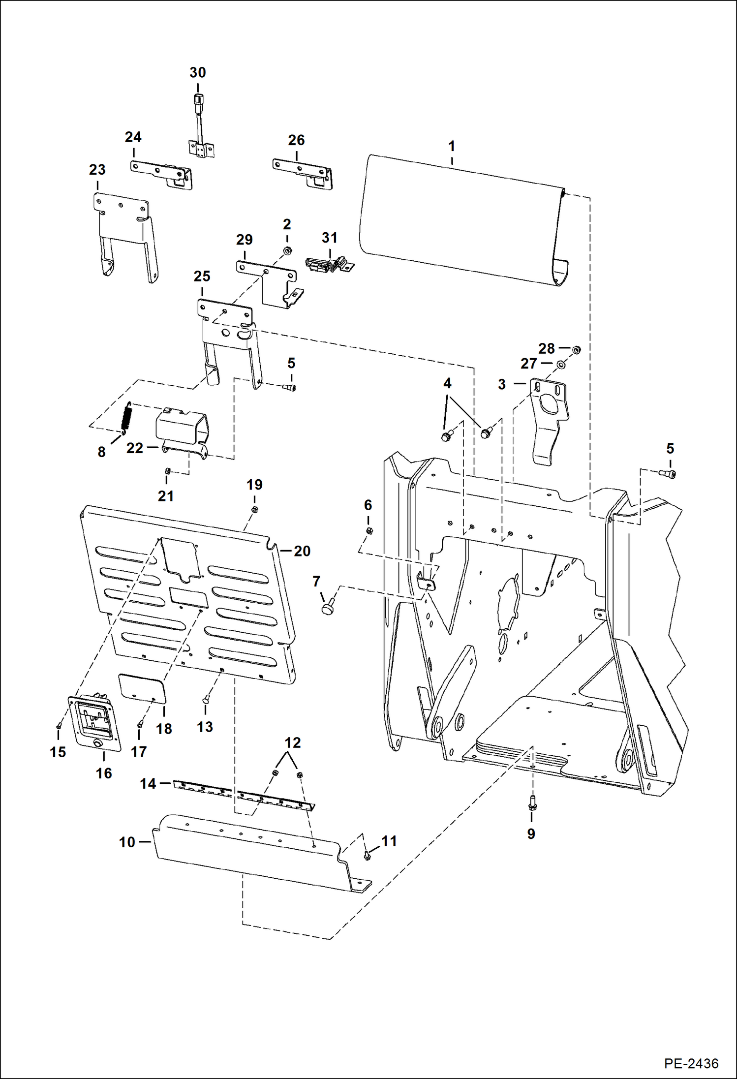 Схема запчастей Bobcat Mini Tracks Loaders - REAR DOOR MAIN FRAME