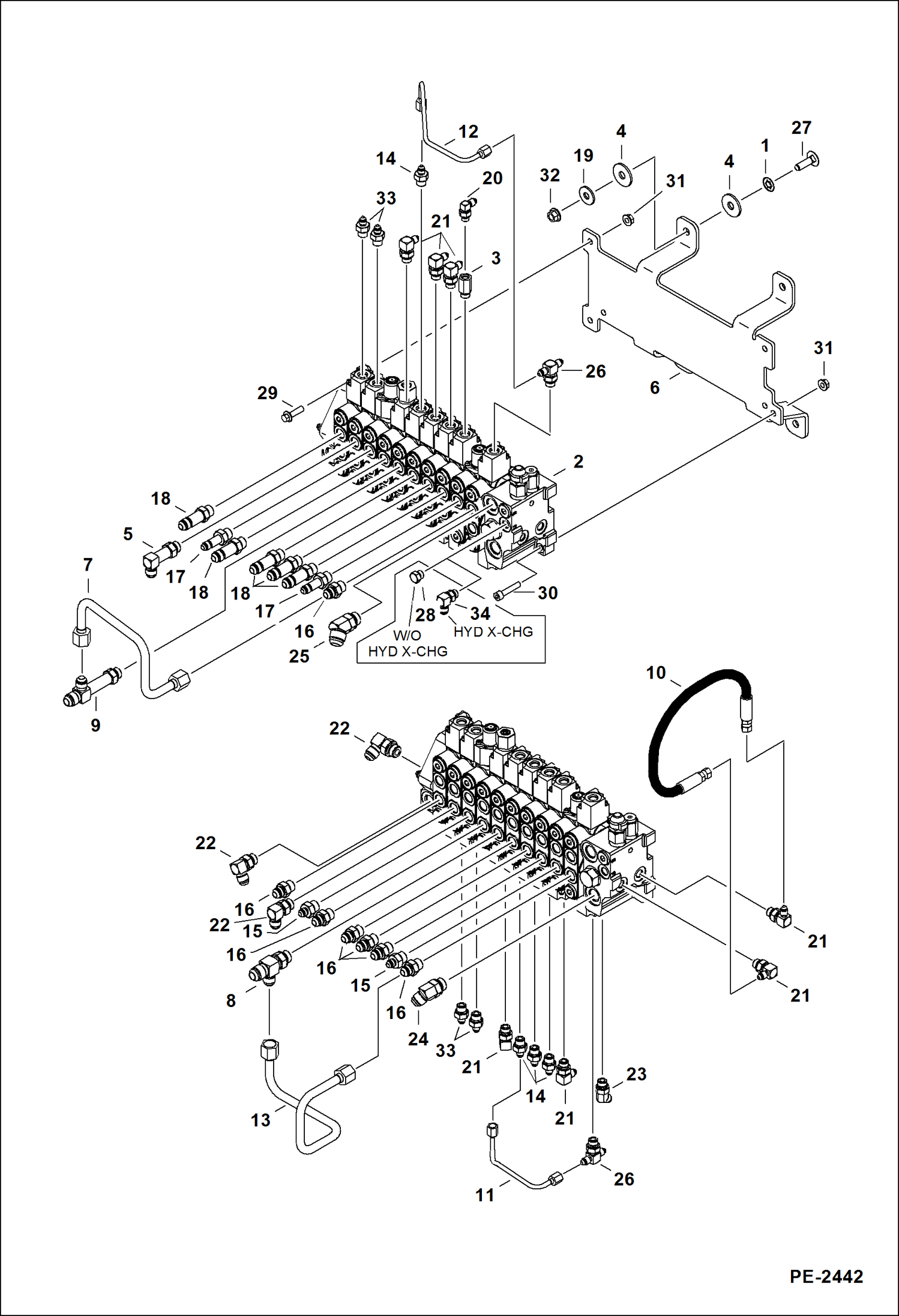 Схема запчастей Bobcat 430 - HYDRAULIC CONTROL VALVE (10 Work Section) (S/N 562912778 & Below) HYDRAULIC SYSTEM