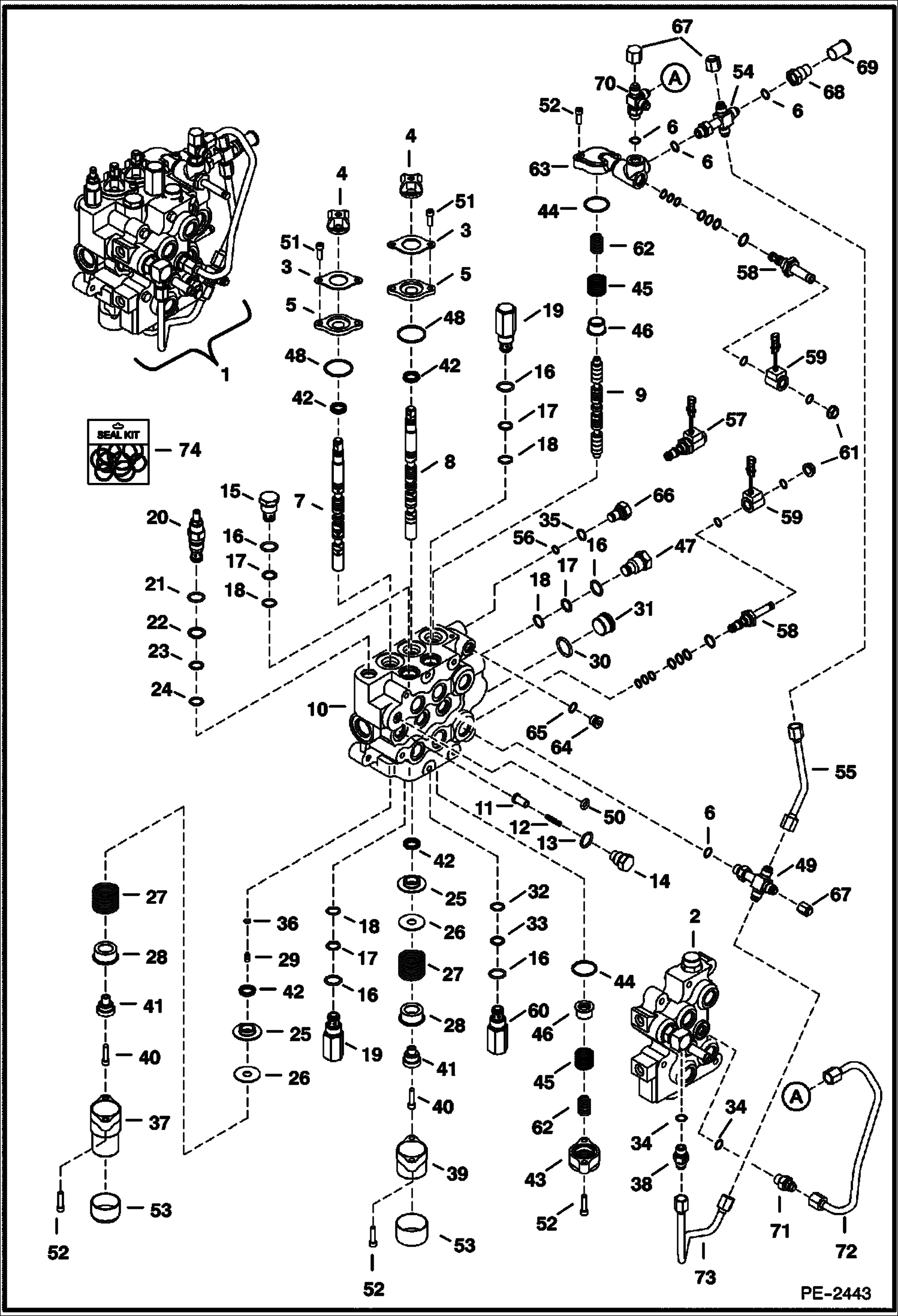 Схема запчастей Bobcat 800s - HYDRAULIC CONTROL VALVE (Advanced Hand Control System) HYDRAULIC SYSTEM