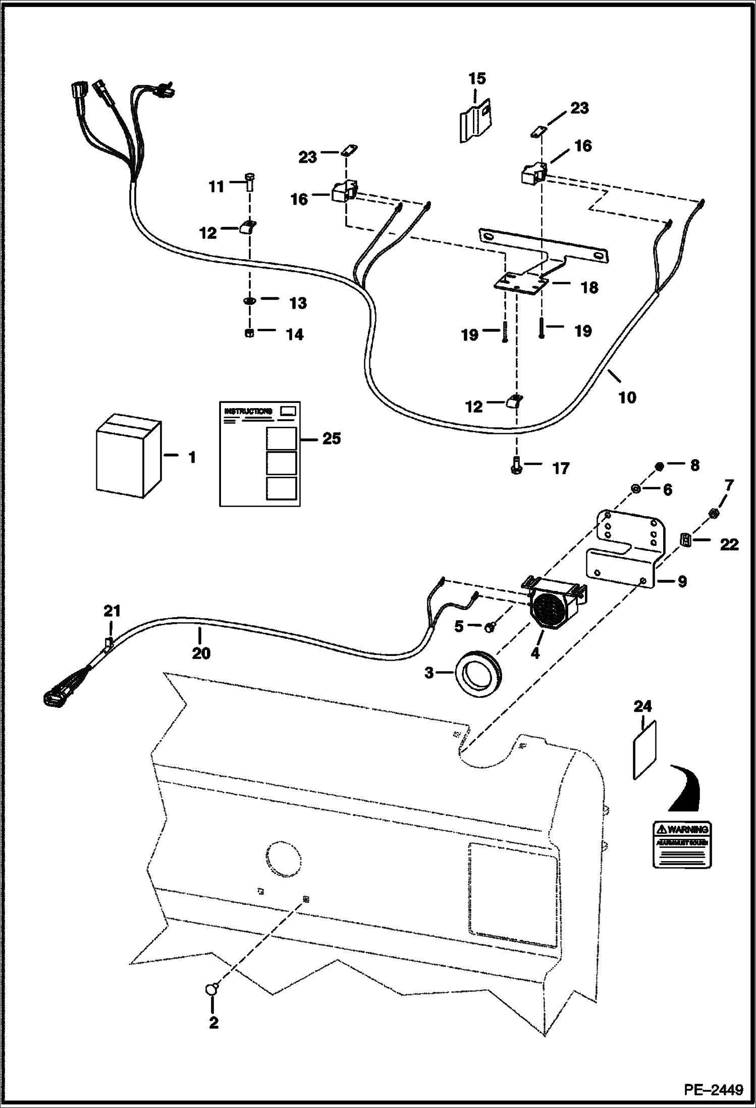 Схема запчастей Bobcat S-Series - BACK-UP ALARM KIT (S/N 5262 11001, 523311001 & Above) (S/N 526212690, 526311156 & Below) ACCESSORIES & OPTIONS