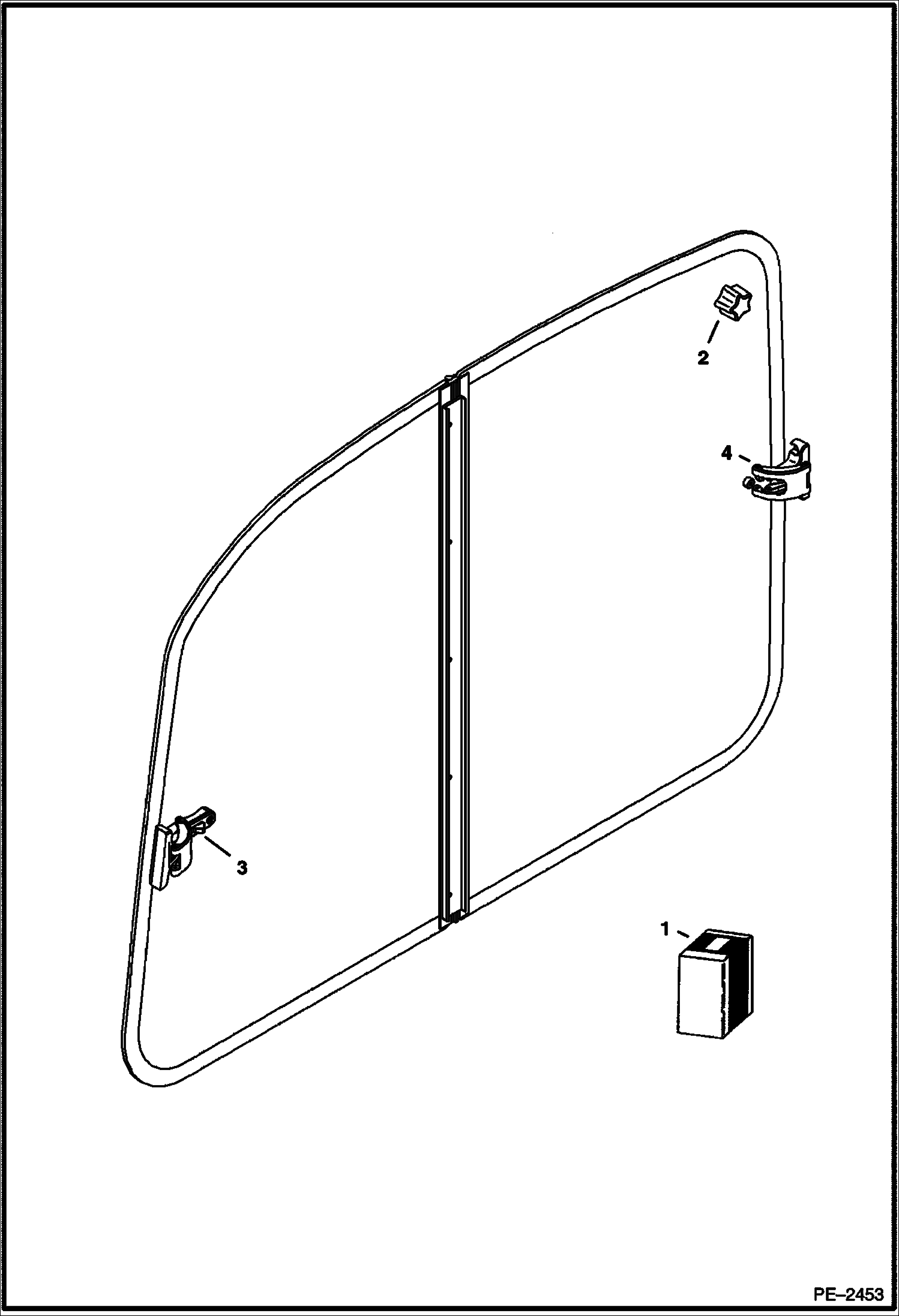 Схема запчастей Bobcat 435 - OPERATOR CAB (Right Window)(Hinged) (S/N 562811125 & Below) MAIN FRAME