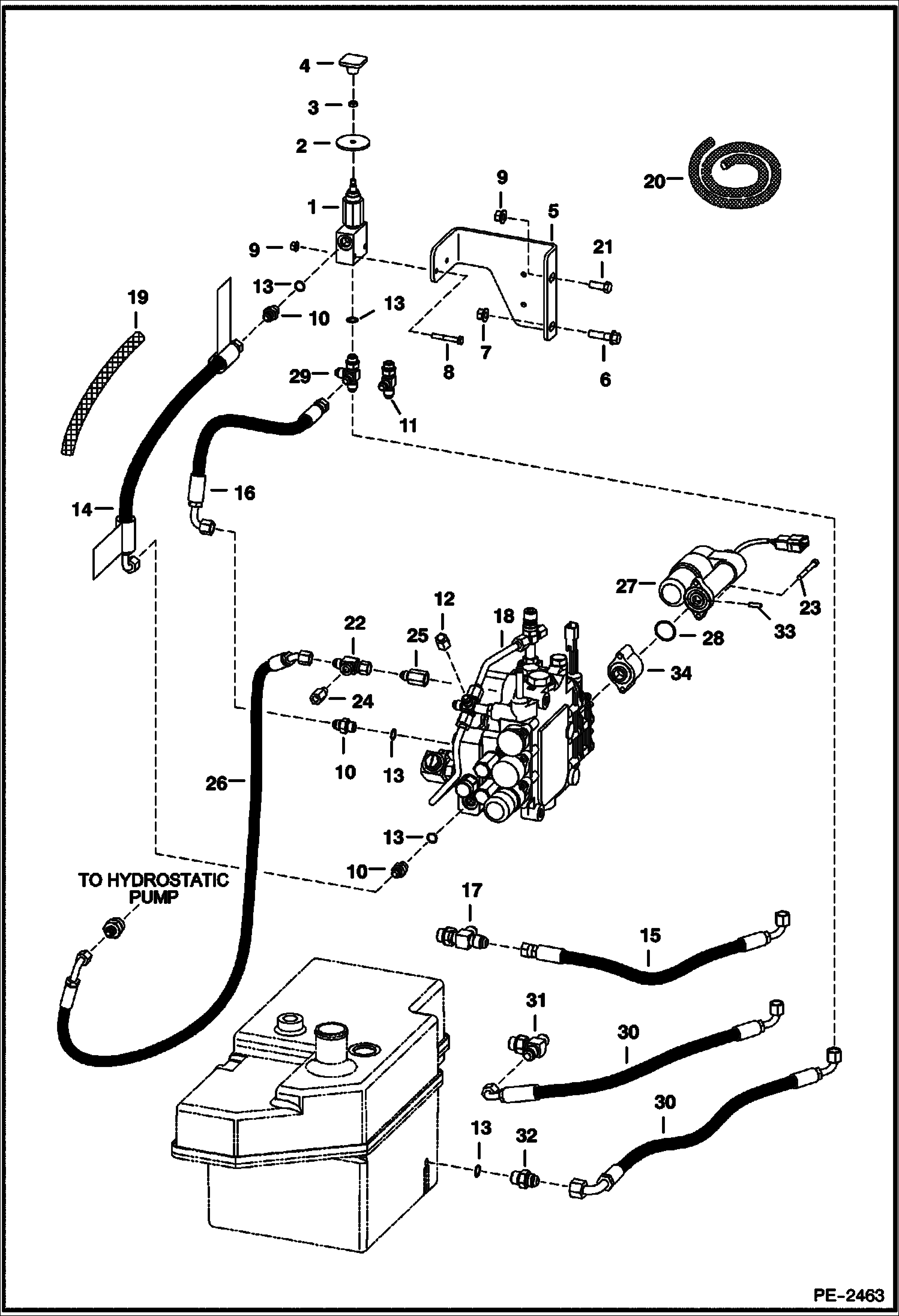 Схема запчастей Bobcat A-Series - MANUAL LIFT RELEASE SYSTEM HYDRAULIC SYSTEM