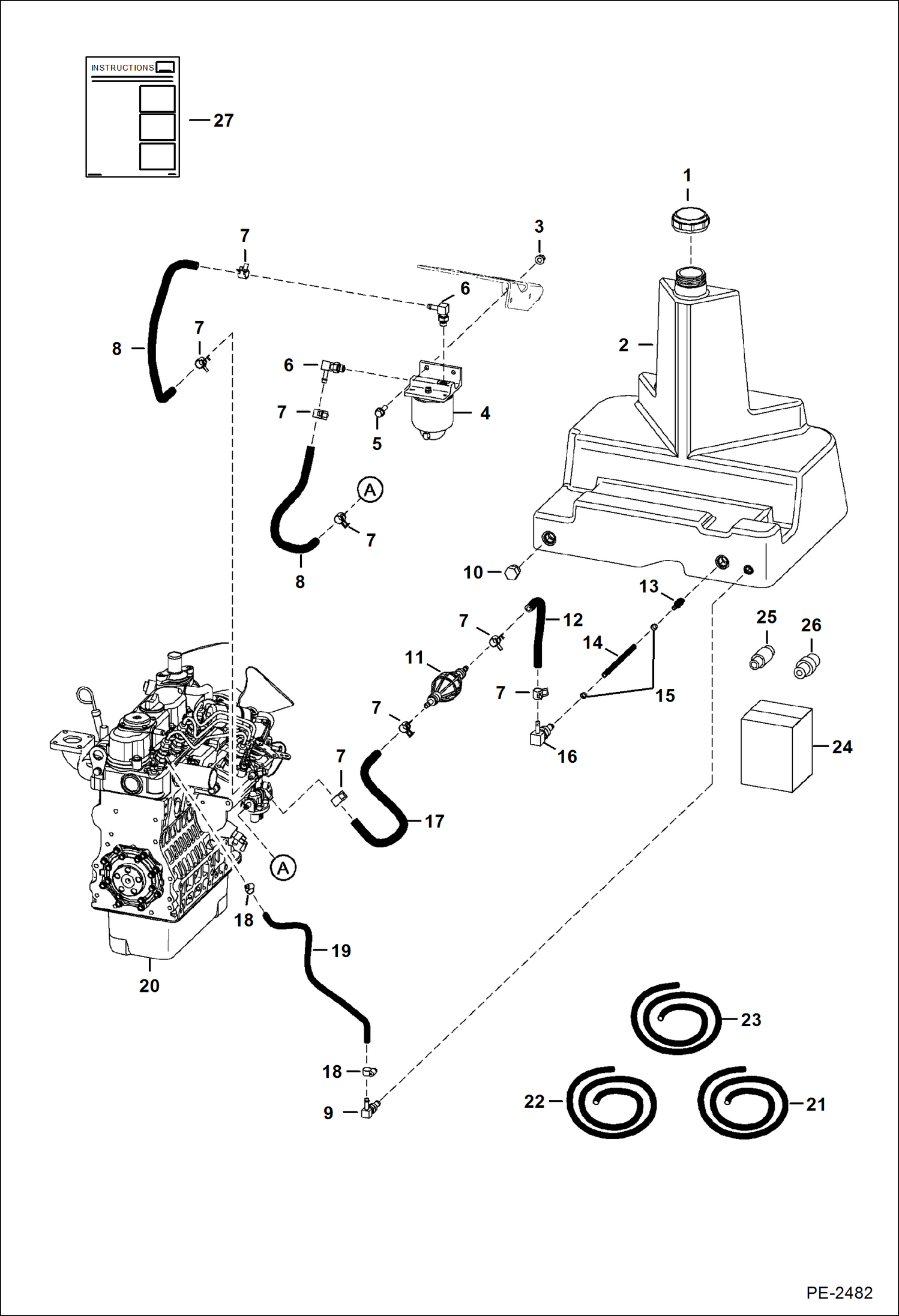 Схема запчастей Bobcat Mini Tracks Loaders - FUEL SYSTEM (S/N 538711001-538711680) MAIN FRAME