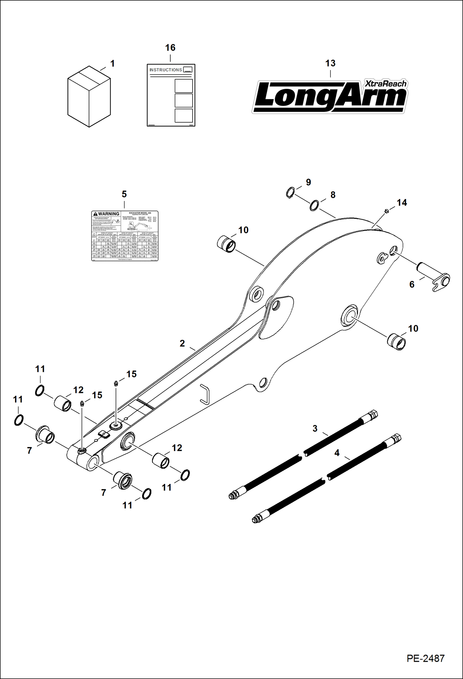 Схема запчастей Bobcat 335 - LONG ARM KIT ACCESSORIES & OPTIONS