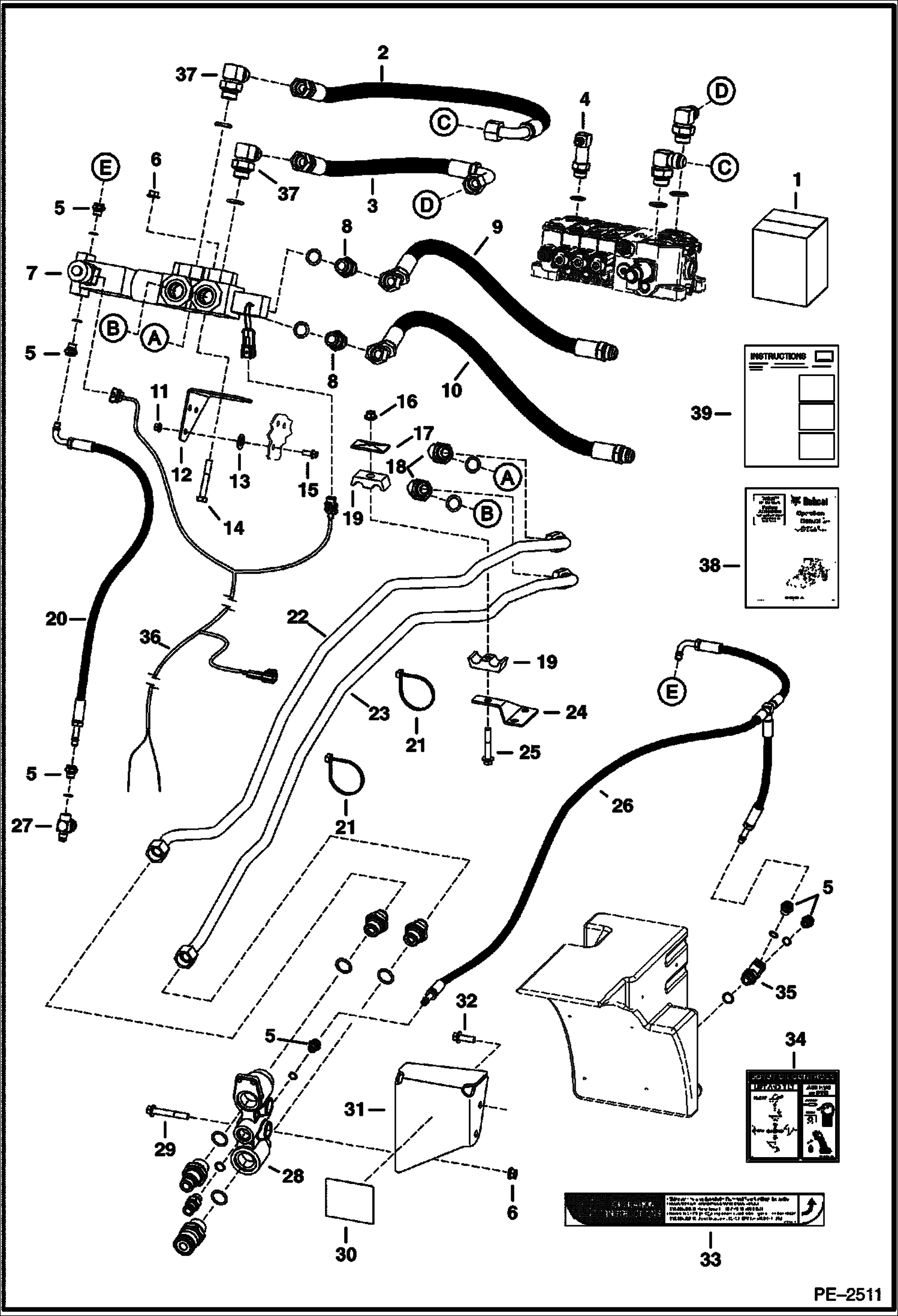 Схема запчастей Bobcat 5600 - REAR AUX. KIT ACCESSORIES & OPTIONS